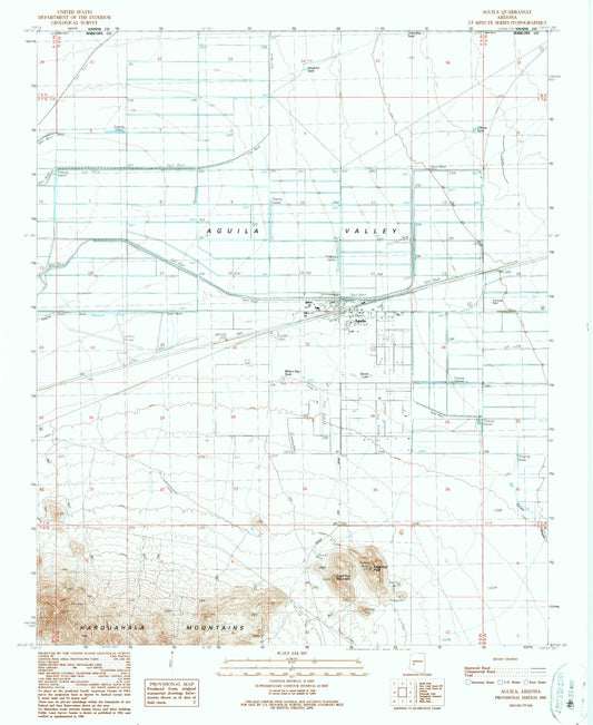 Classic USGS Aguila Arizona 7.5'x7.5' Topo Map Image