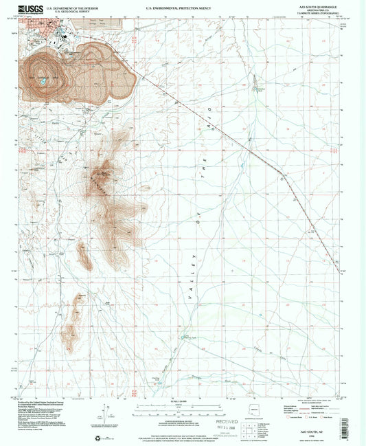 Classic USGS Ajo South Arizona 7.5'x7.5' Topo Map Image