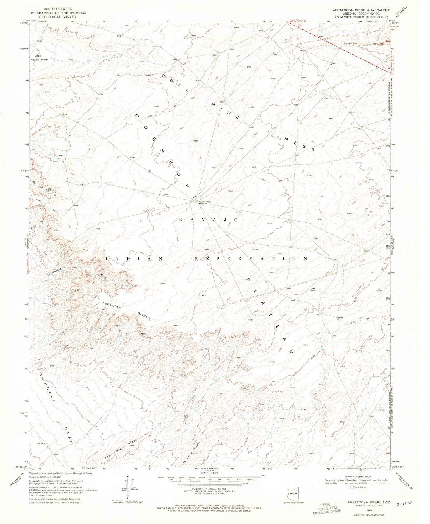 Classic USGS Appaloosa Ridge Arizona 7.5'x7.5' Topo Map Image