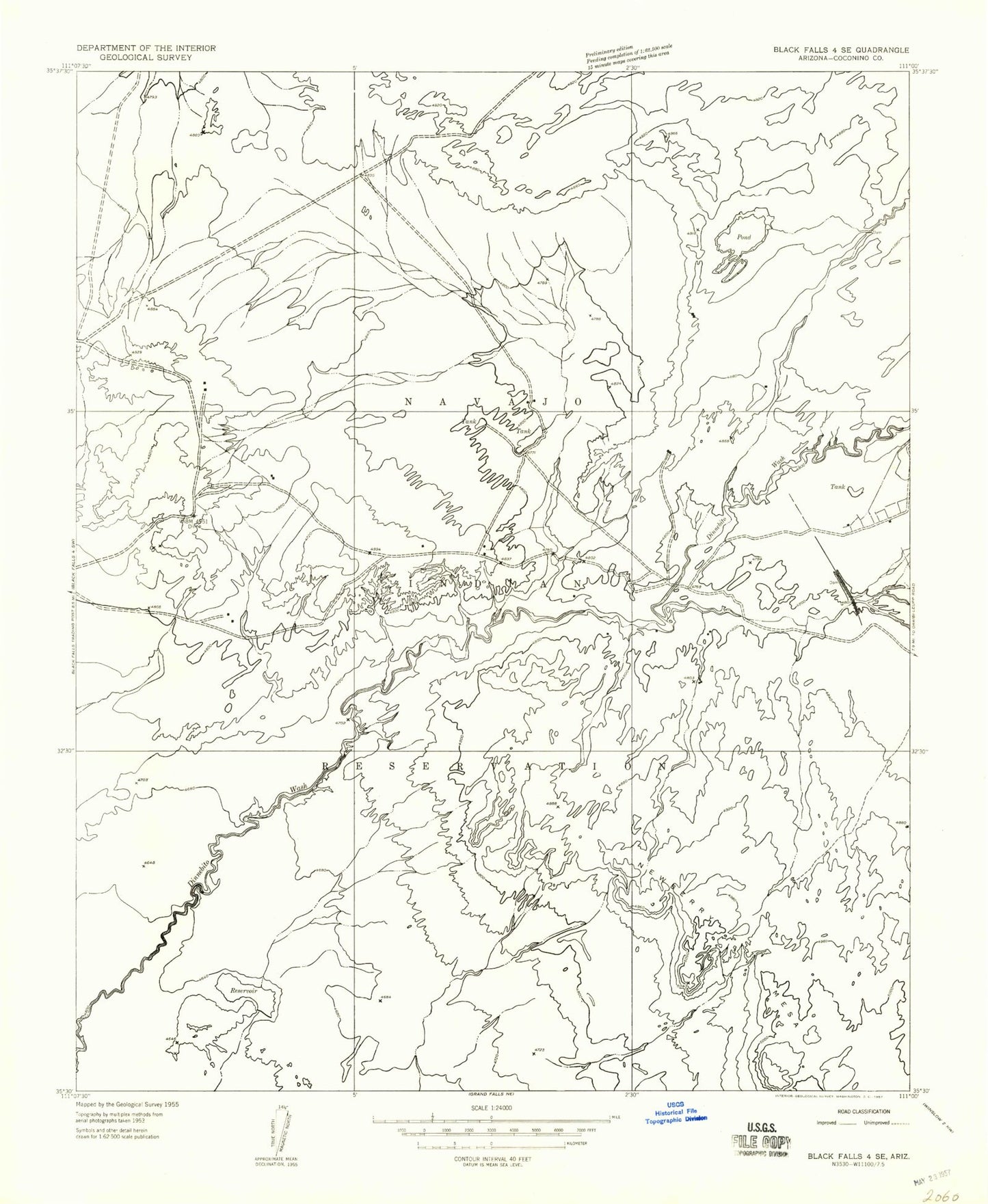 Classic USGS White Water Tank Arizona 7.5'x7.5' Topo Map Image
