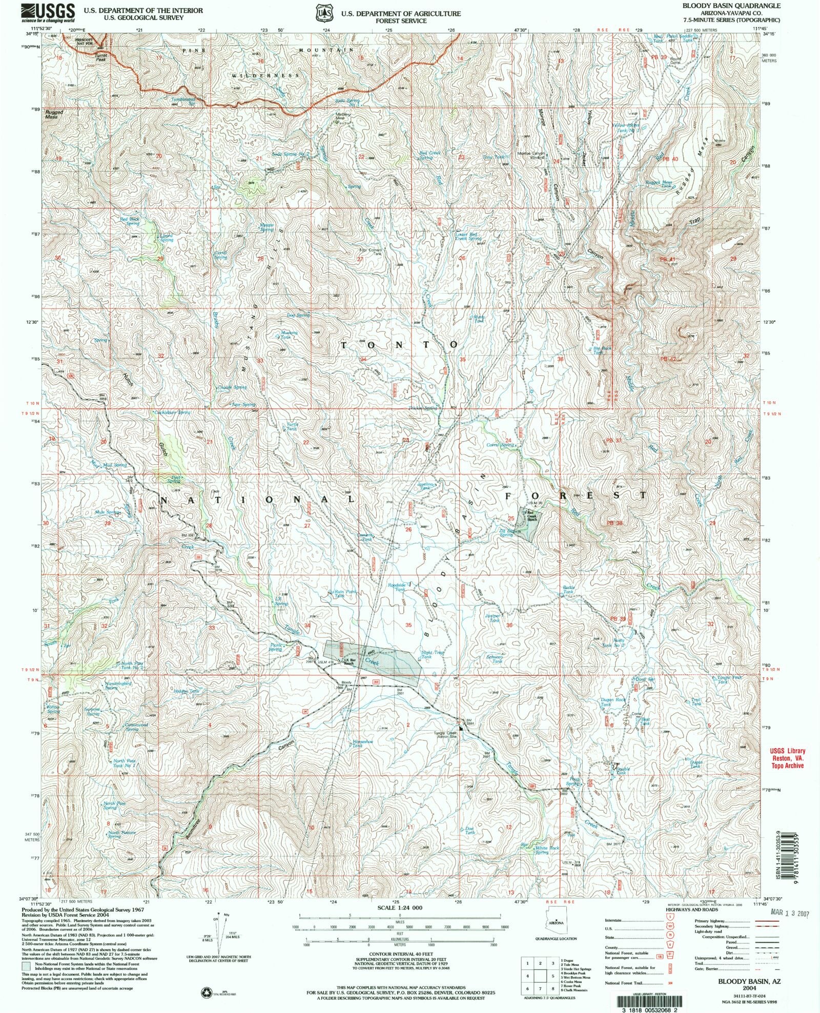 Classic USGS Bloody Basin Arizona 7.5'x7.5' Topo Map MyTopo Map Store