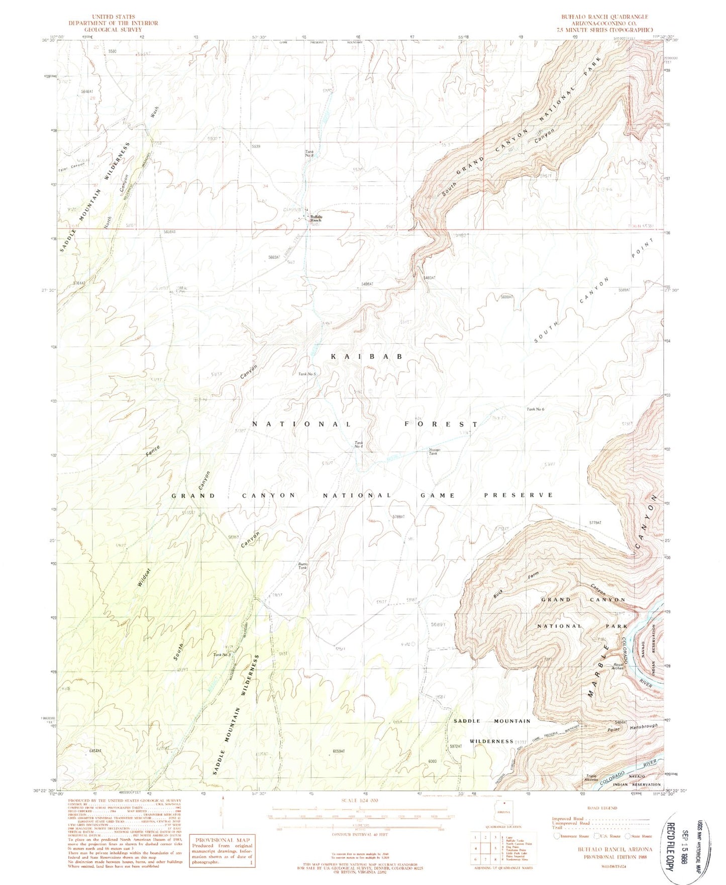 Classic USGS Buffalo Ranch Arizona 7.5'x7.5' Topo Map Image