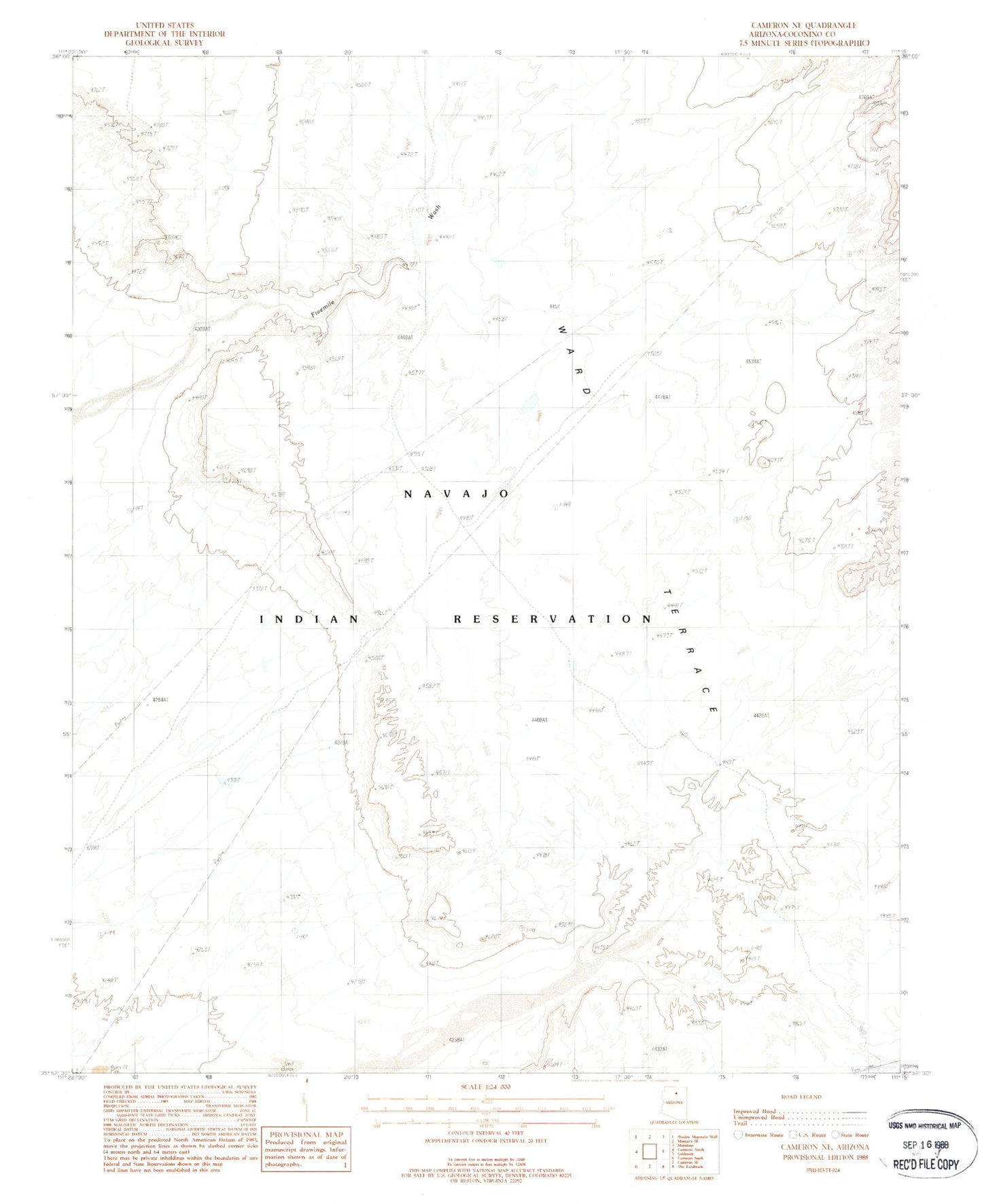Classic USGS Cameron NE Arizona 7.5'x7.5' Topo Map Image