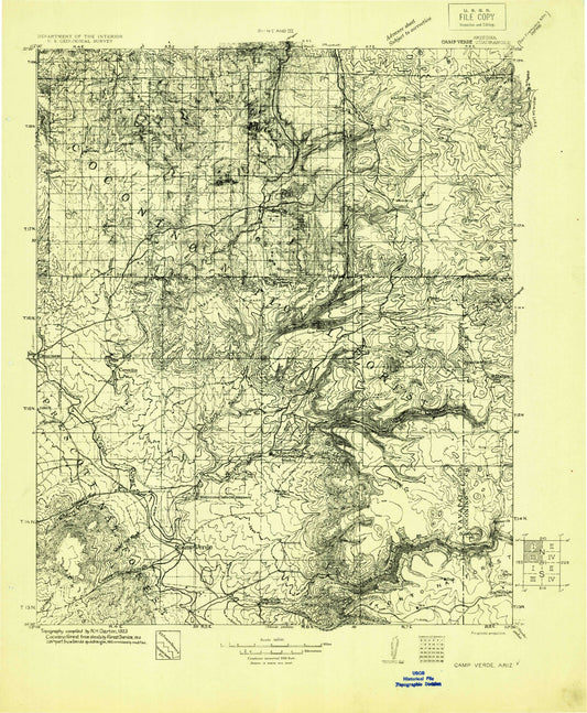 Historic 1923 Camp Verde Arizona 30'x30' Topo Map Image