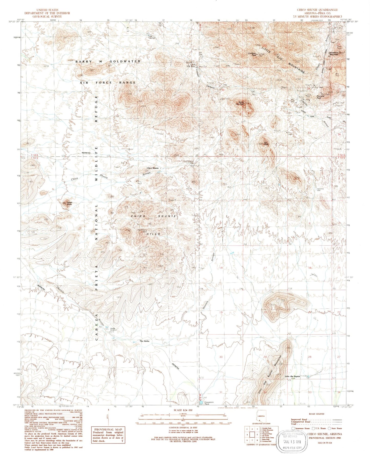 Classic USGS Chico Shunie Arizona 7.5'x7.5' Topo Map Image