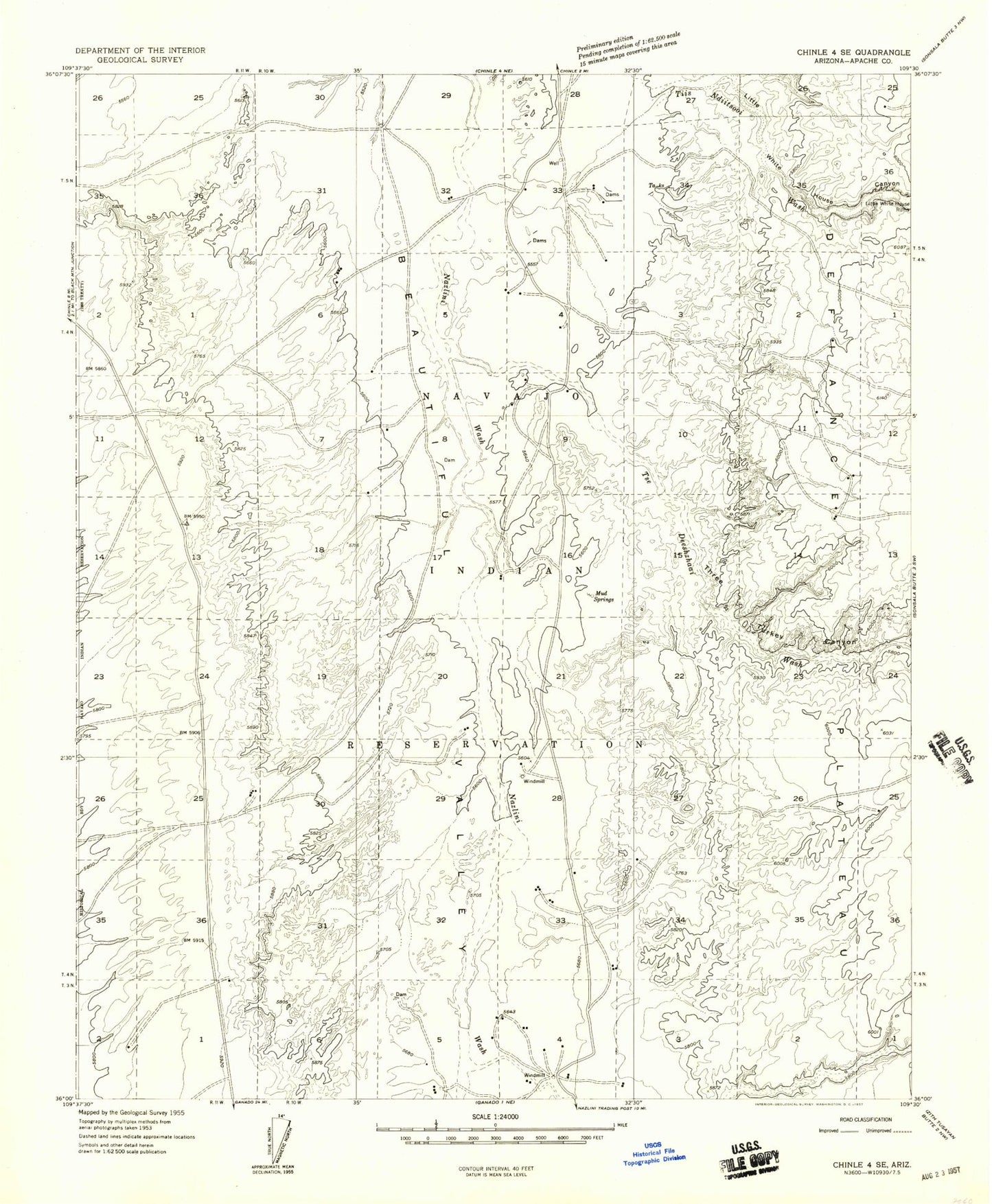Classic USGS Mud Spring Arizona 7.5'x7.5' Topo Map Image