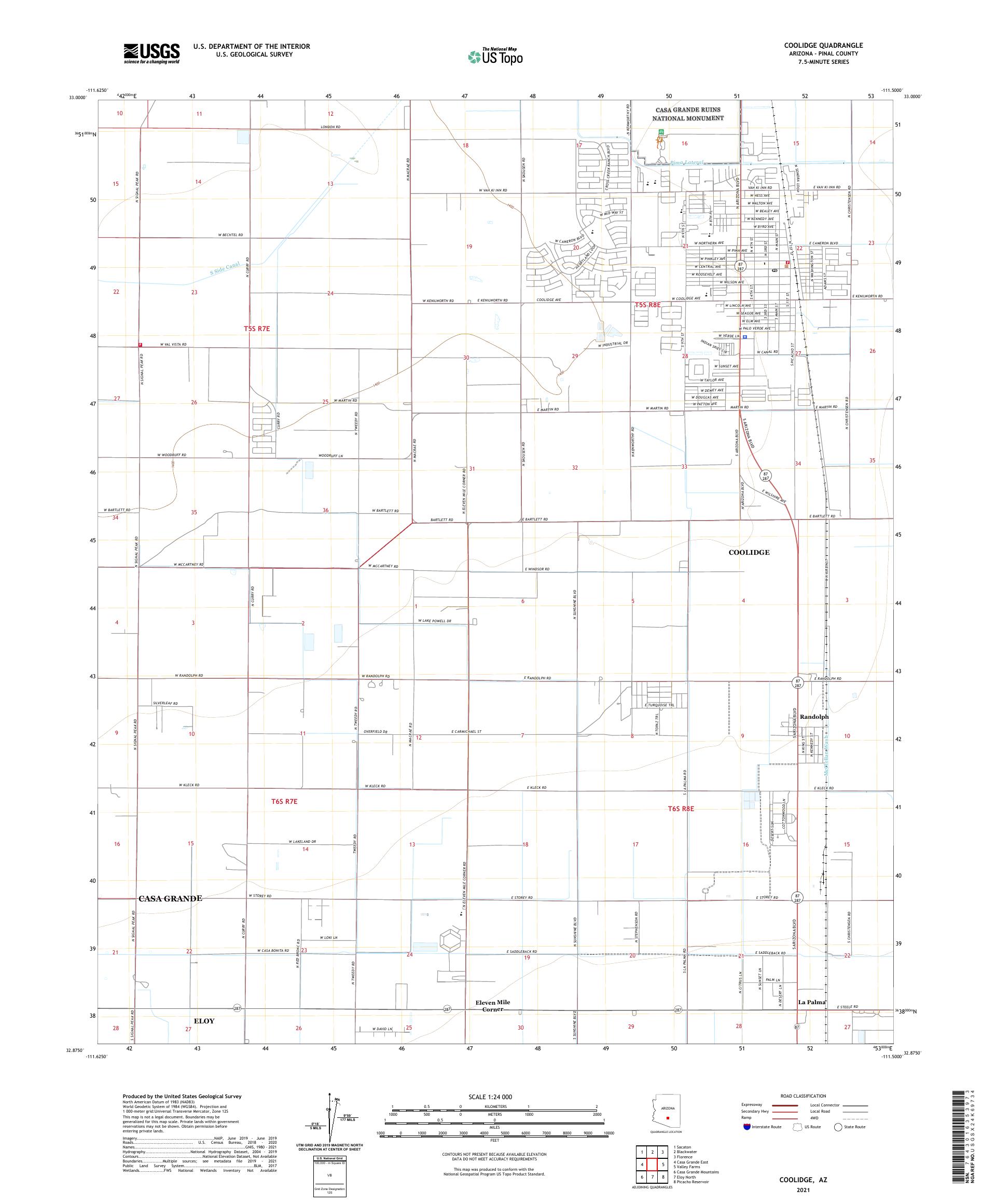 Coolidge Arizona Us Topo Map Mytopo Map Store 8520