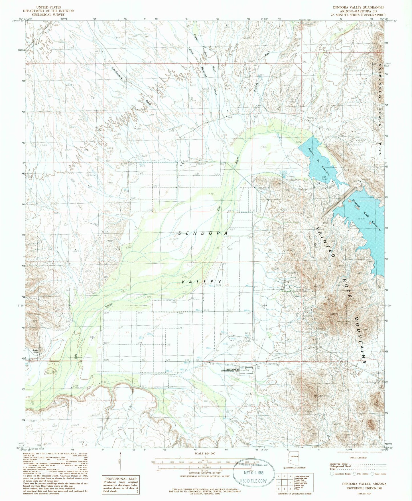 Classic USGS Dendora Valley Arizona 7.5'x7.5' Topo Map Image