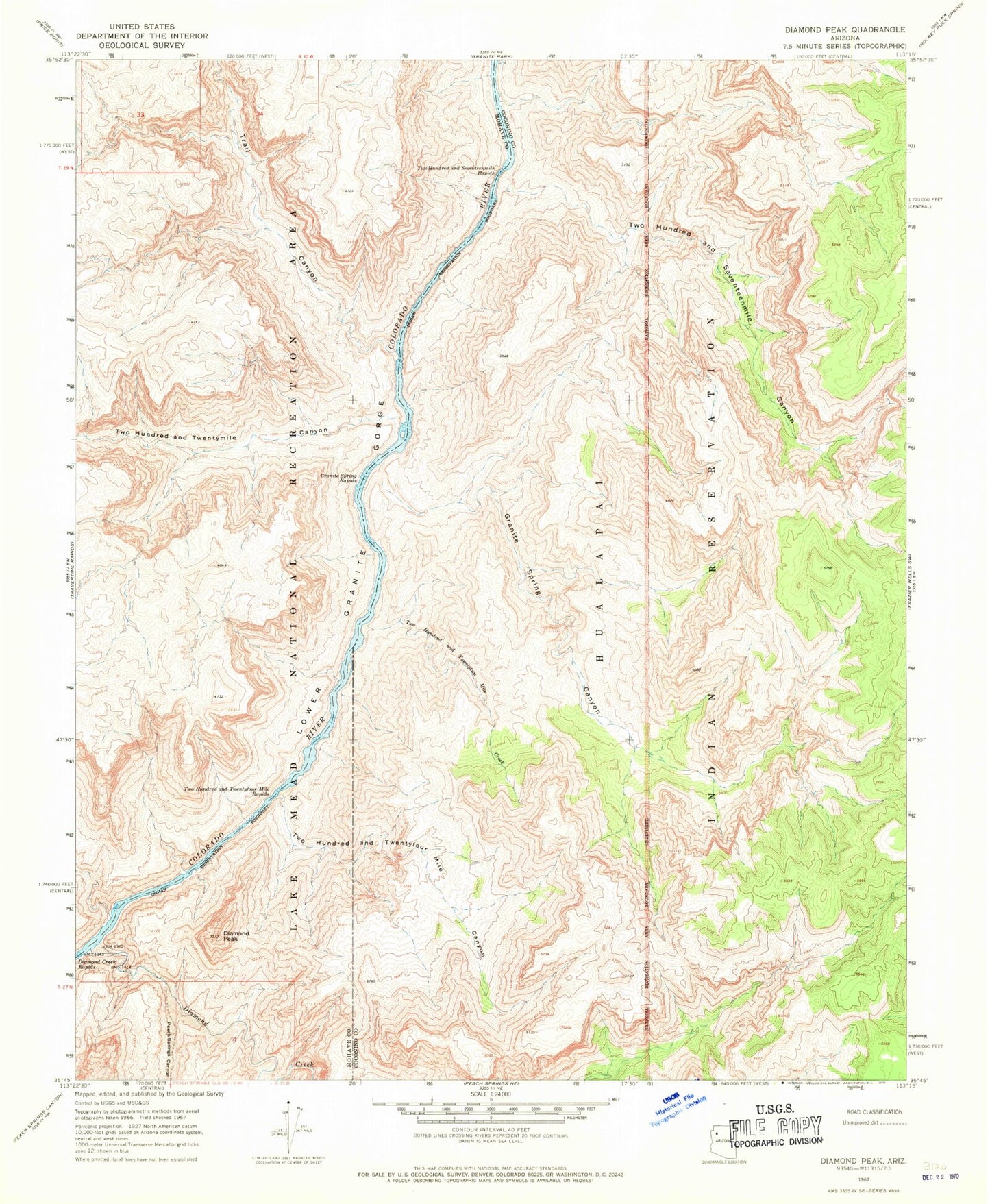 Classic USGS Diamond Peak Arizona 7.5'x7.5' Topo Map Image