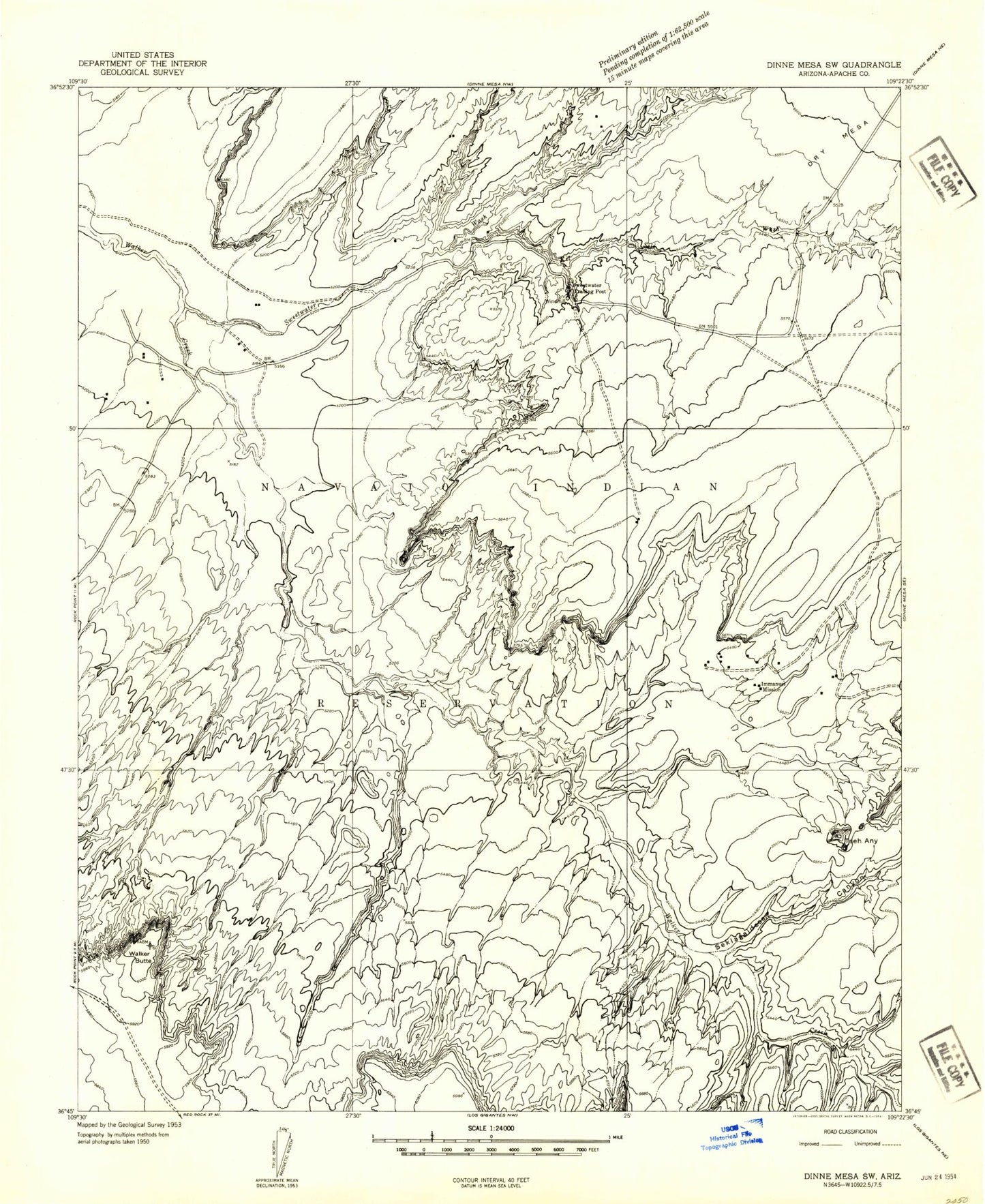Classic USGS Walker Butte Arizona 7.5'x7.5' Topo Map Image
