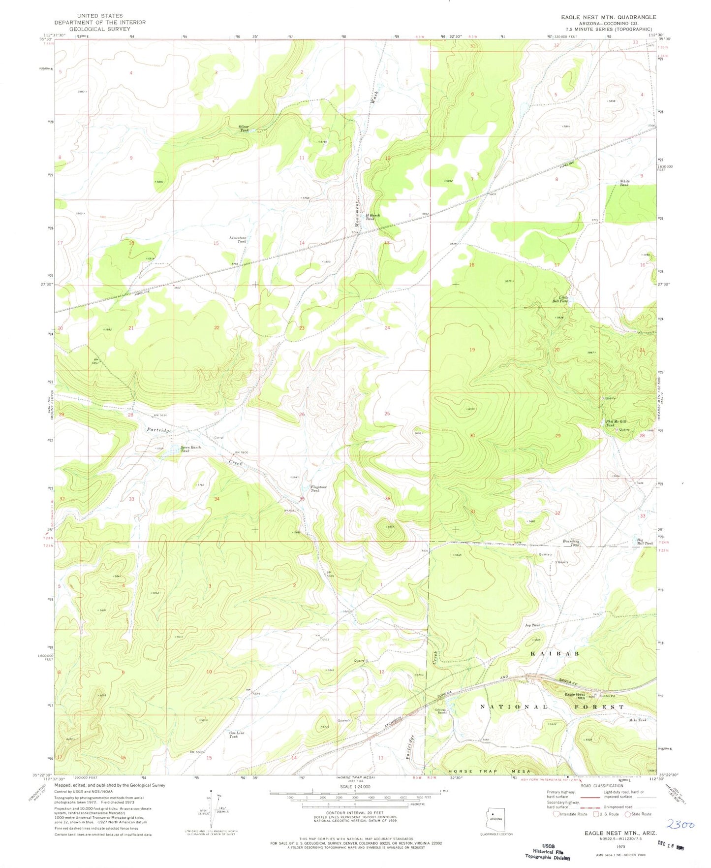 Classic USGS Eagle Nest Mountain Arizona 7.5'x7.5' Topo Map Image