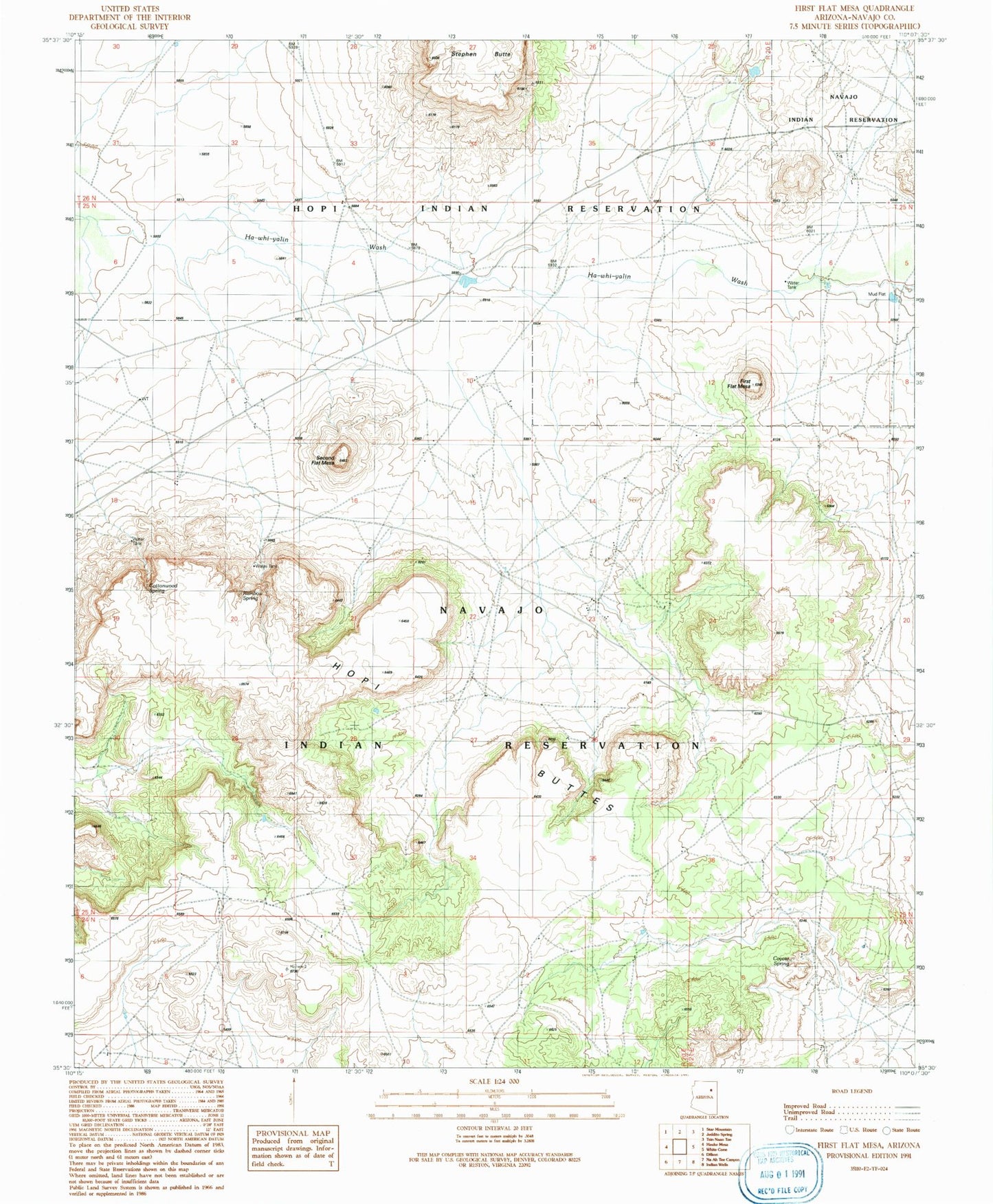Classic USGS First Flat Mesa Arizona 7.5'x7.5' Topo Map Image