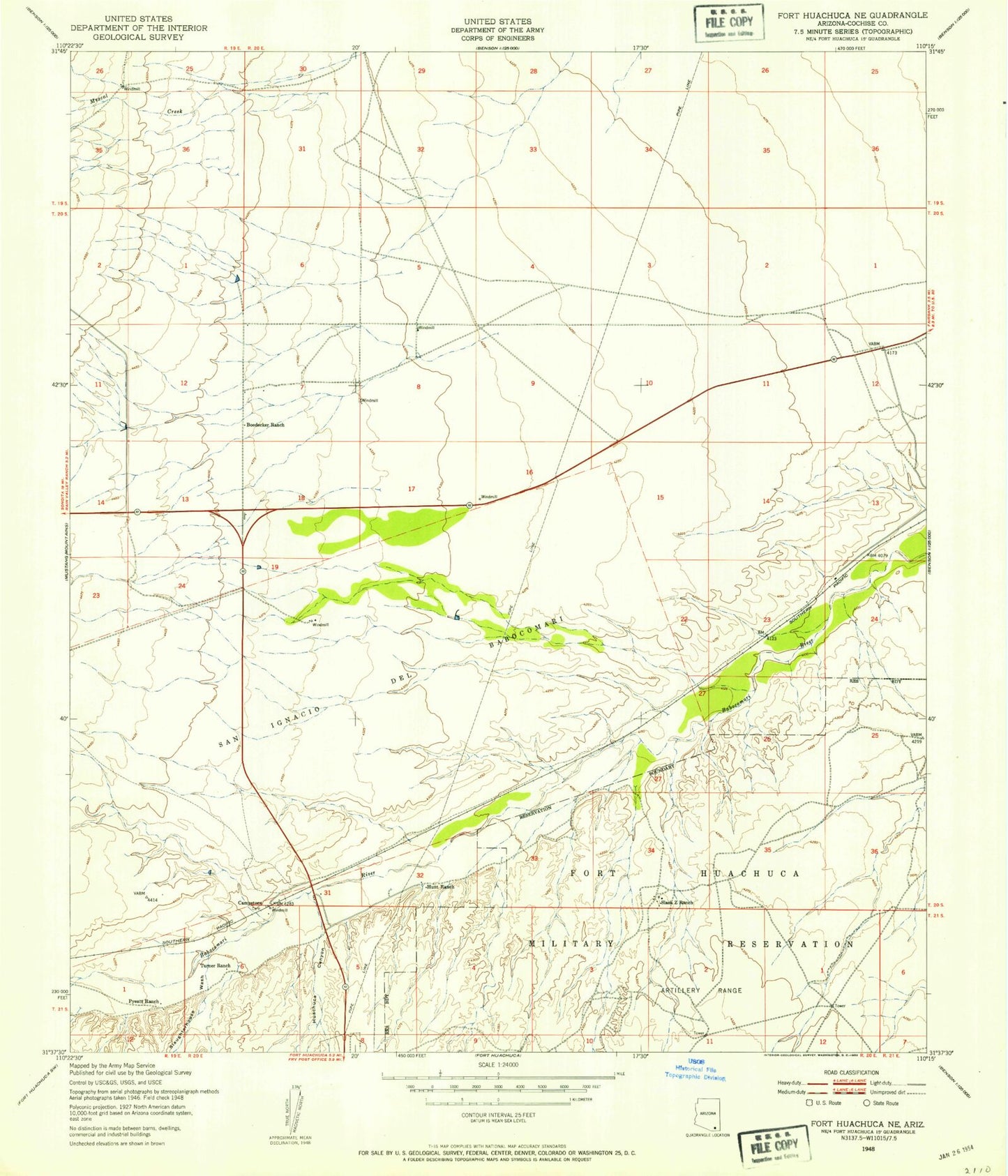 Classic USGS Huachuca City Arizona 7.5'x7.5' Topo Map Image