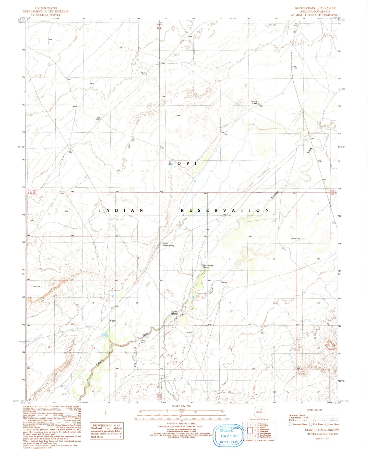 Classic USGS Giants Chair Arizona 7.5'x7.5' Topo Map Image