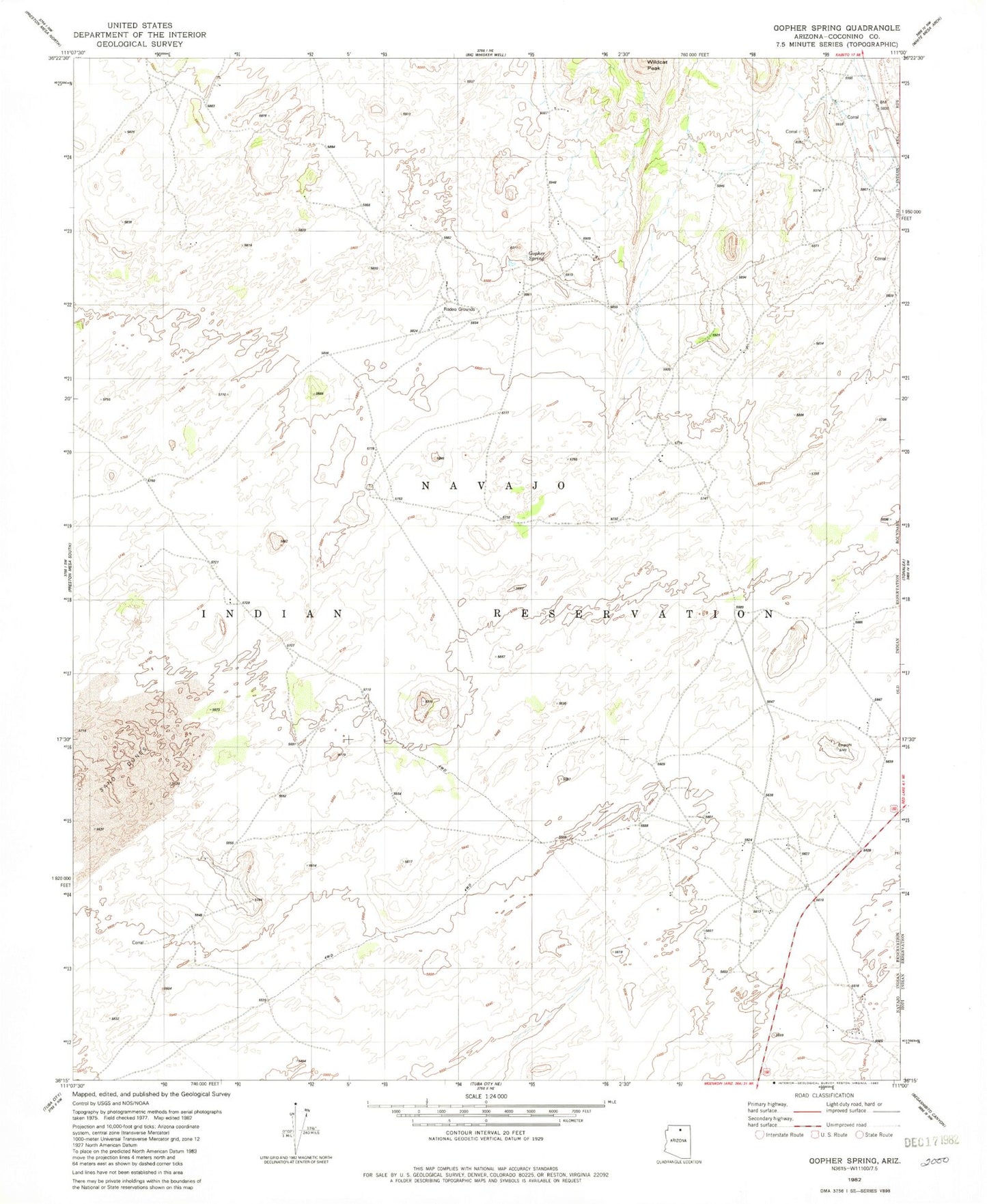 Classic USGS Gopher Spring Arizona 7.5'x7.5' Topo Map Image