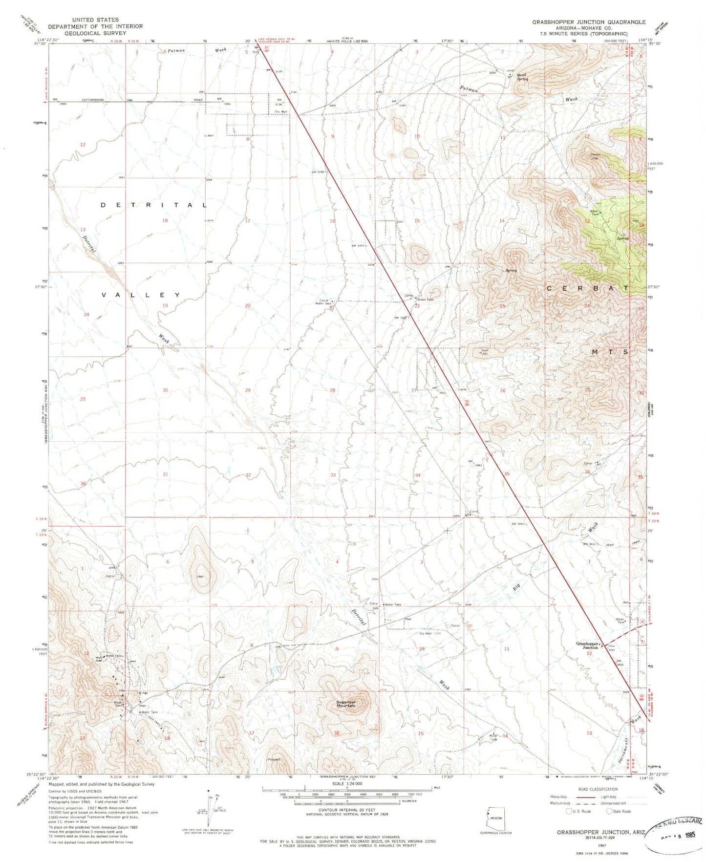 Classic USGS Grasshopper Junction Arizona 7.5'x7.5' Topo Map Image
