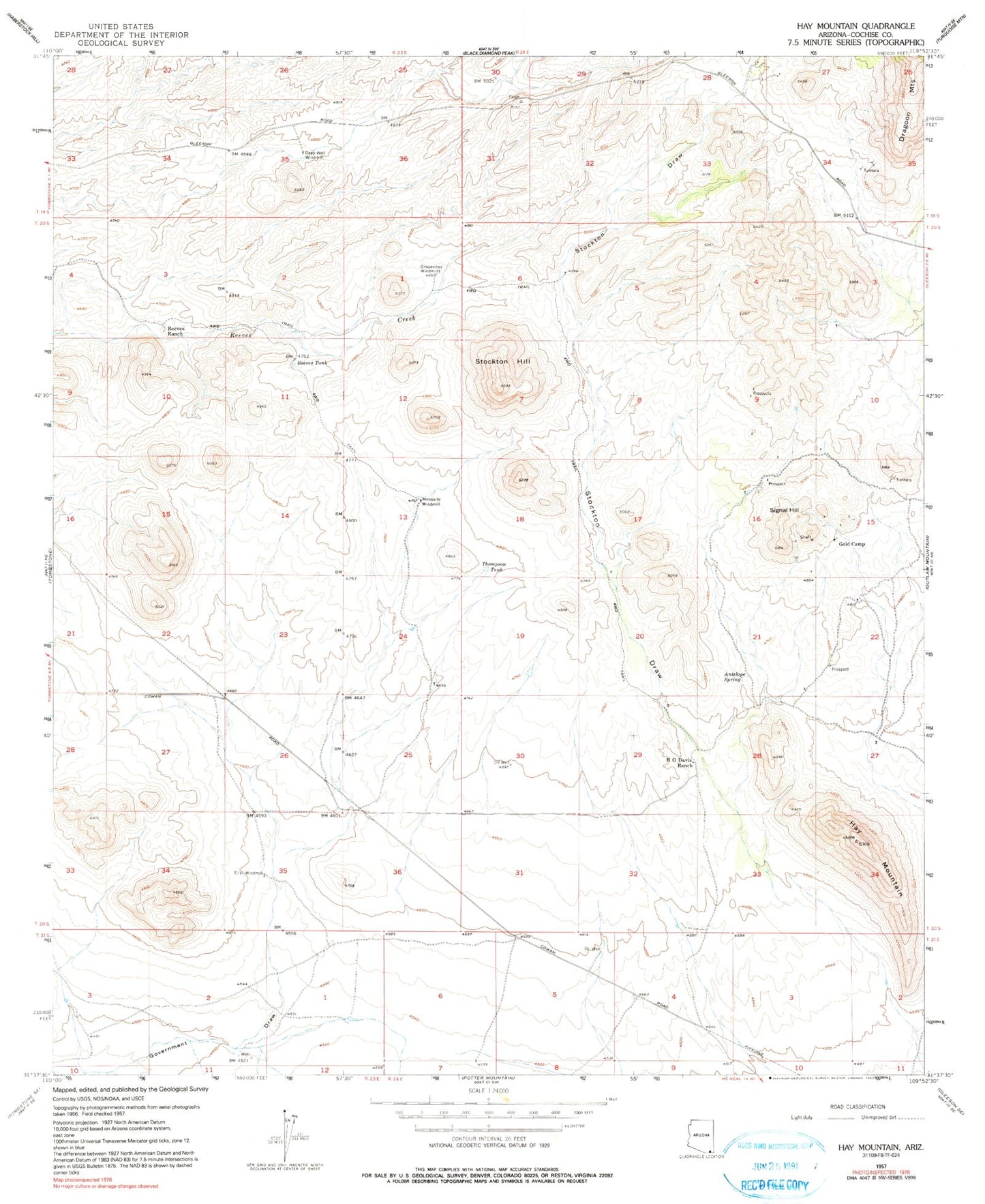 Classic USGS Hay Mountain Arizona 7.5'x7.5' Topo Map Image