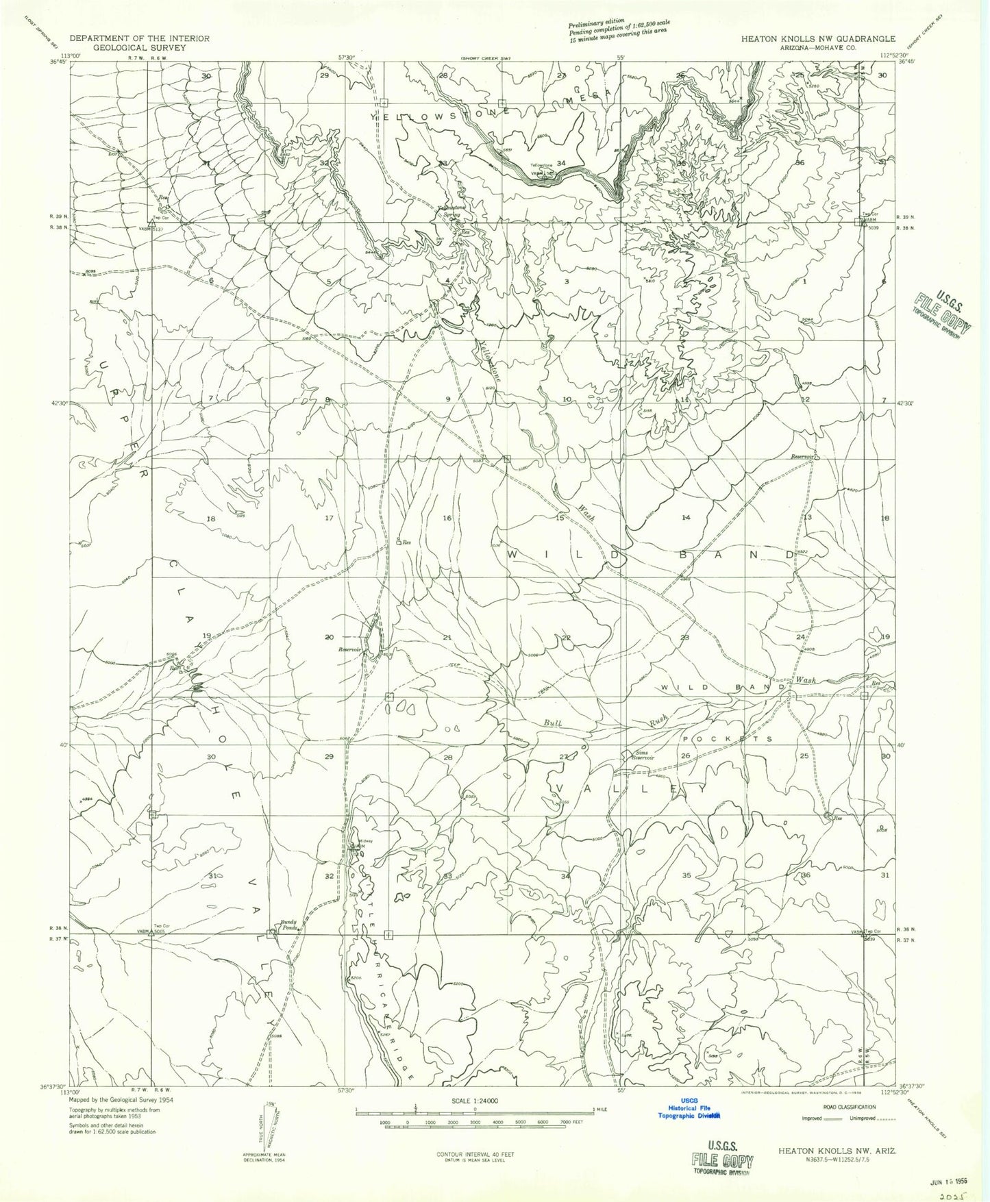 Classic USGS Wild Band Pockets Arizona 7.5'x7.5' Topo Map Image