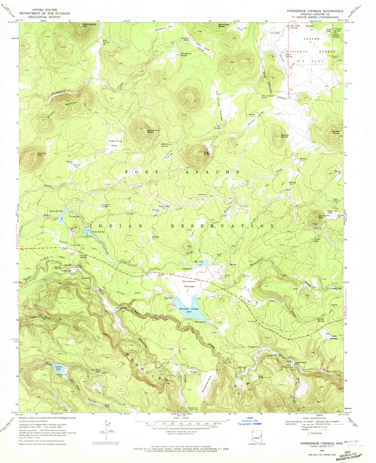 Classic USGS Horseshoe Cienega Arizona 7.5'x7.5' Topo Map Image