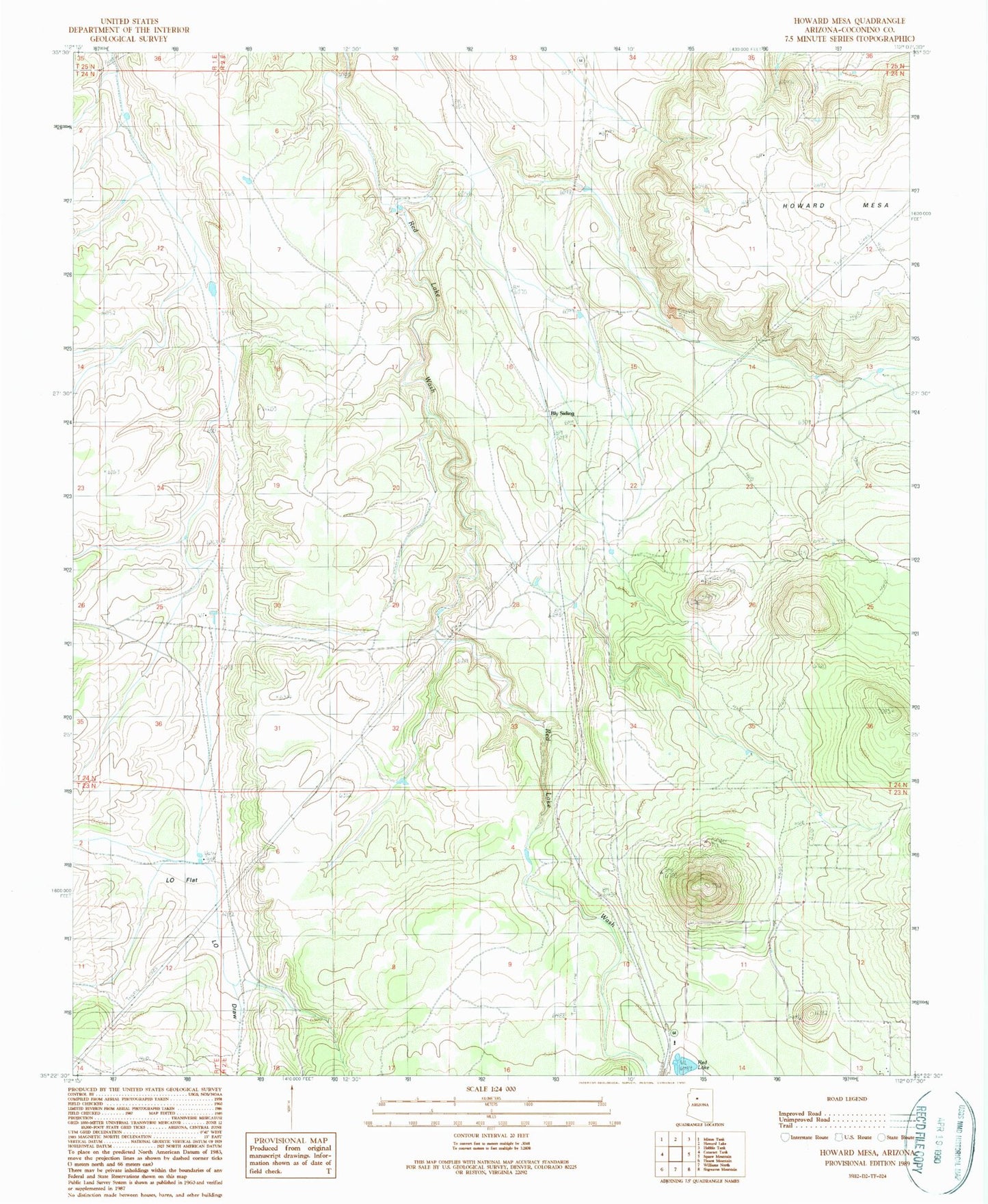 Classic USGS Howard Mesa Arizona 7.5'x7.5' Topo Map Image