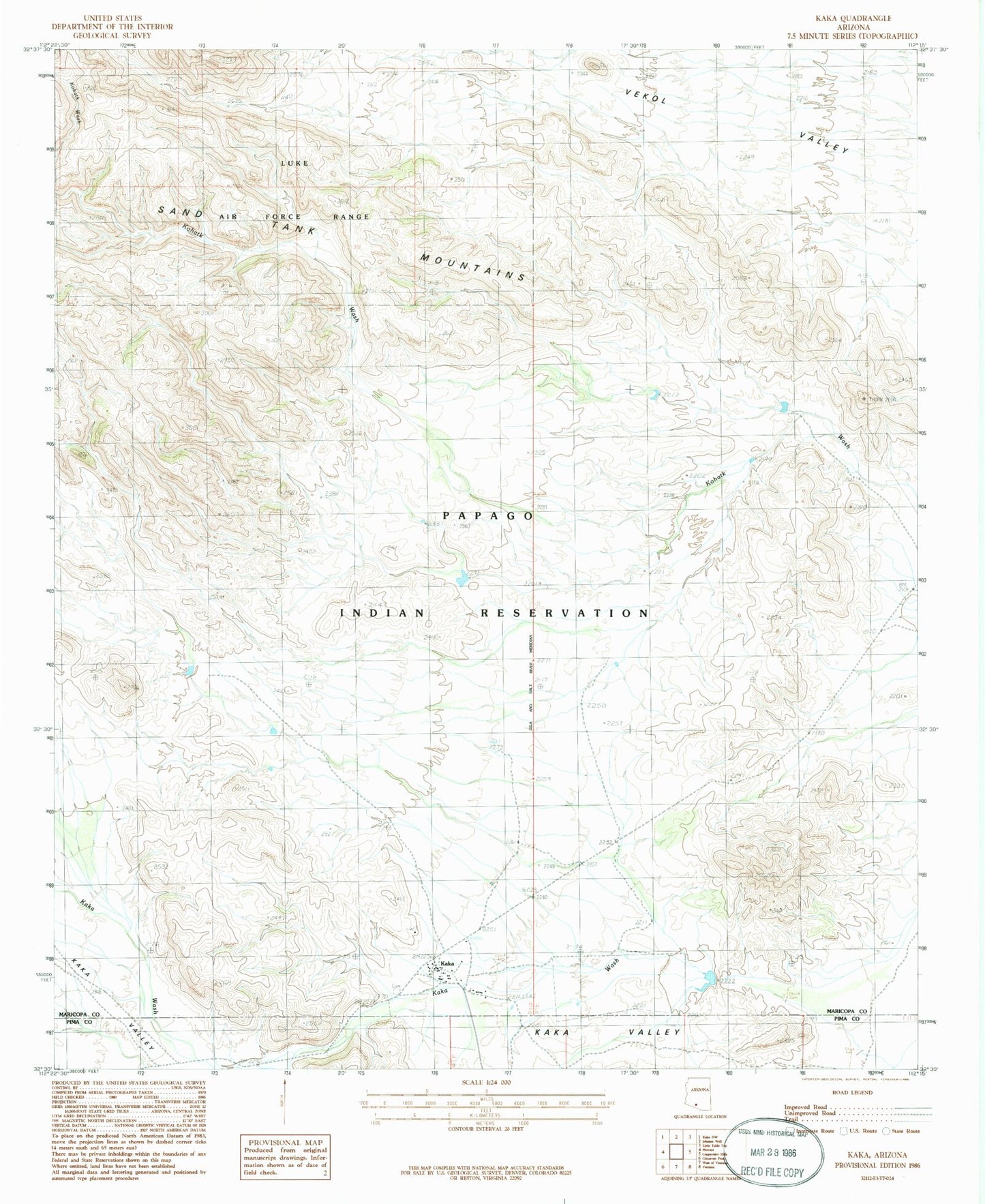 Classic USGS Kaka Arizona 7.5'x7.5' Topo Map Image