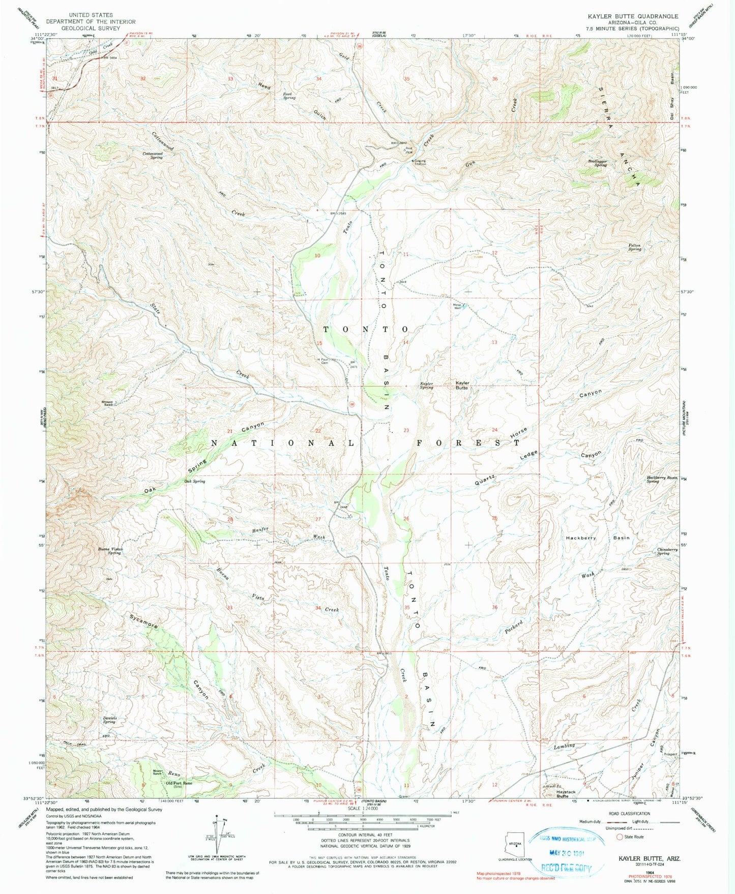 Classic USGS Kayler Butte Arizona 7.5'x7.5' Topo Map Image