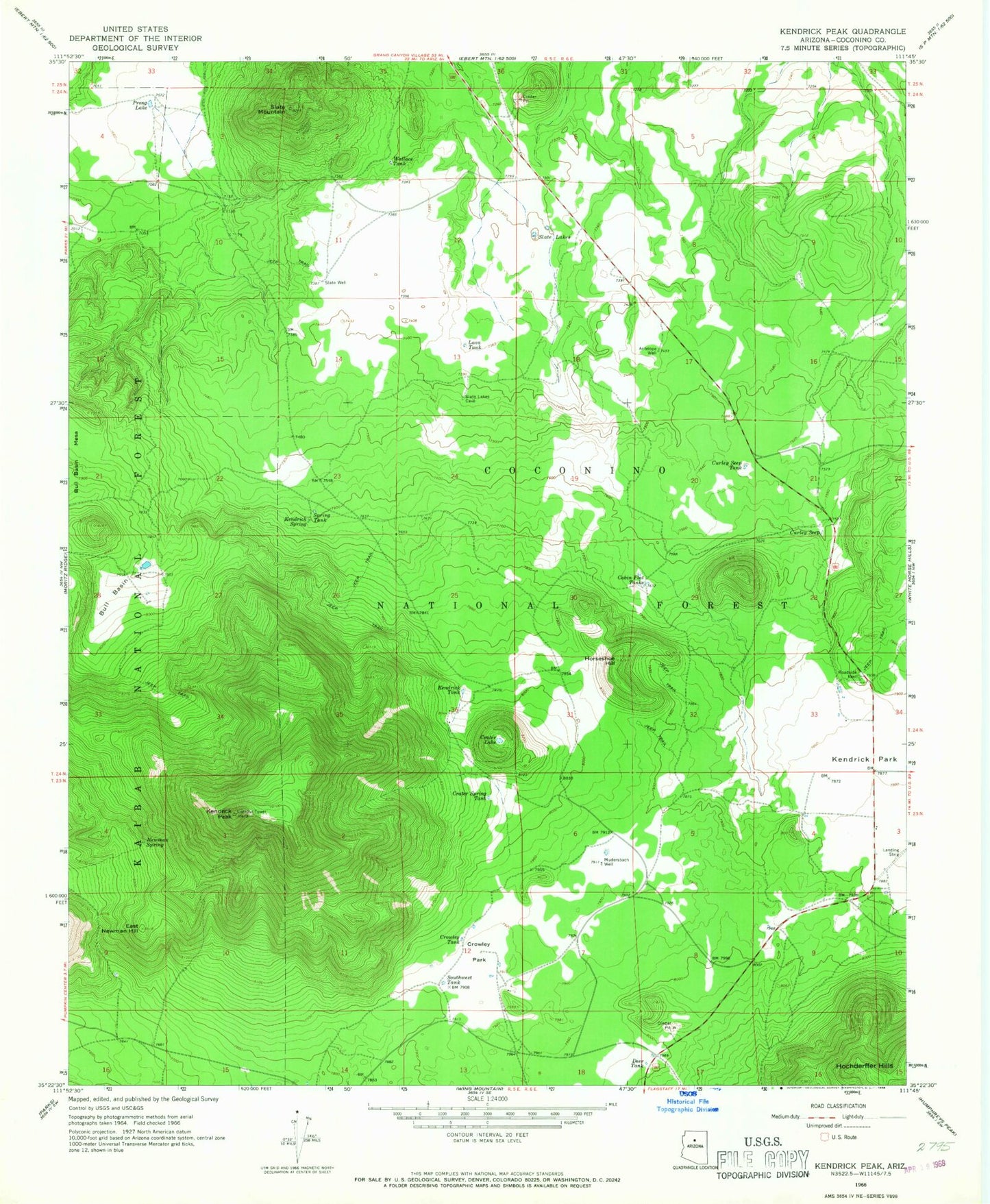 Classic USGS Kendrick Peak Arizona 7.5'x7.5' Topo Map Image