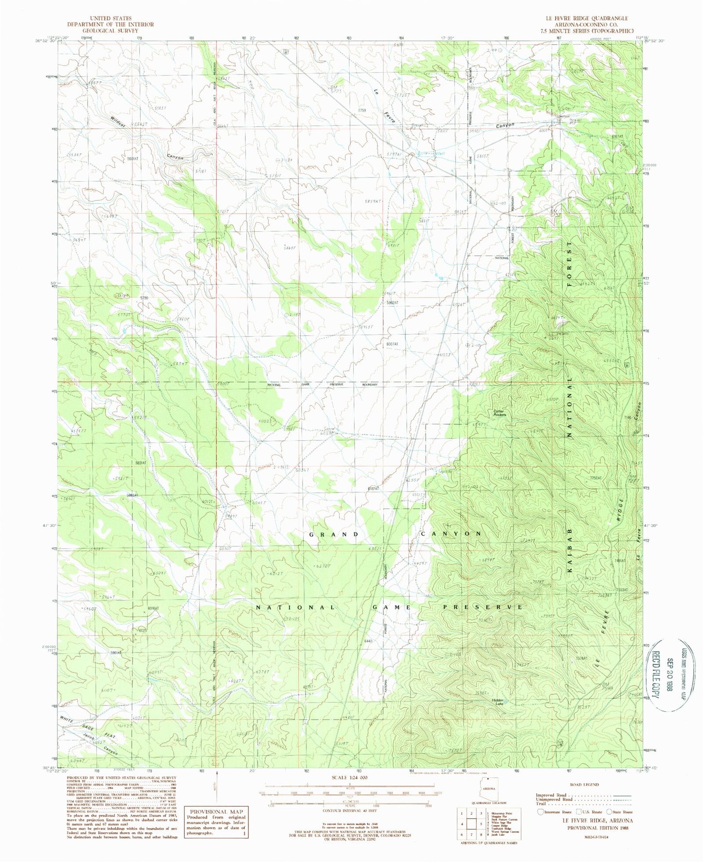 Classic USGS Le Fevre Ridge Arizona 7.5'x7.5' Topo Map Image