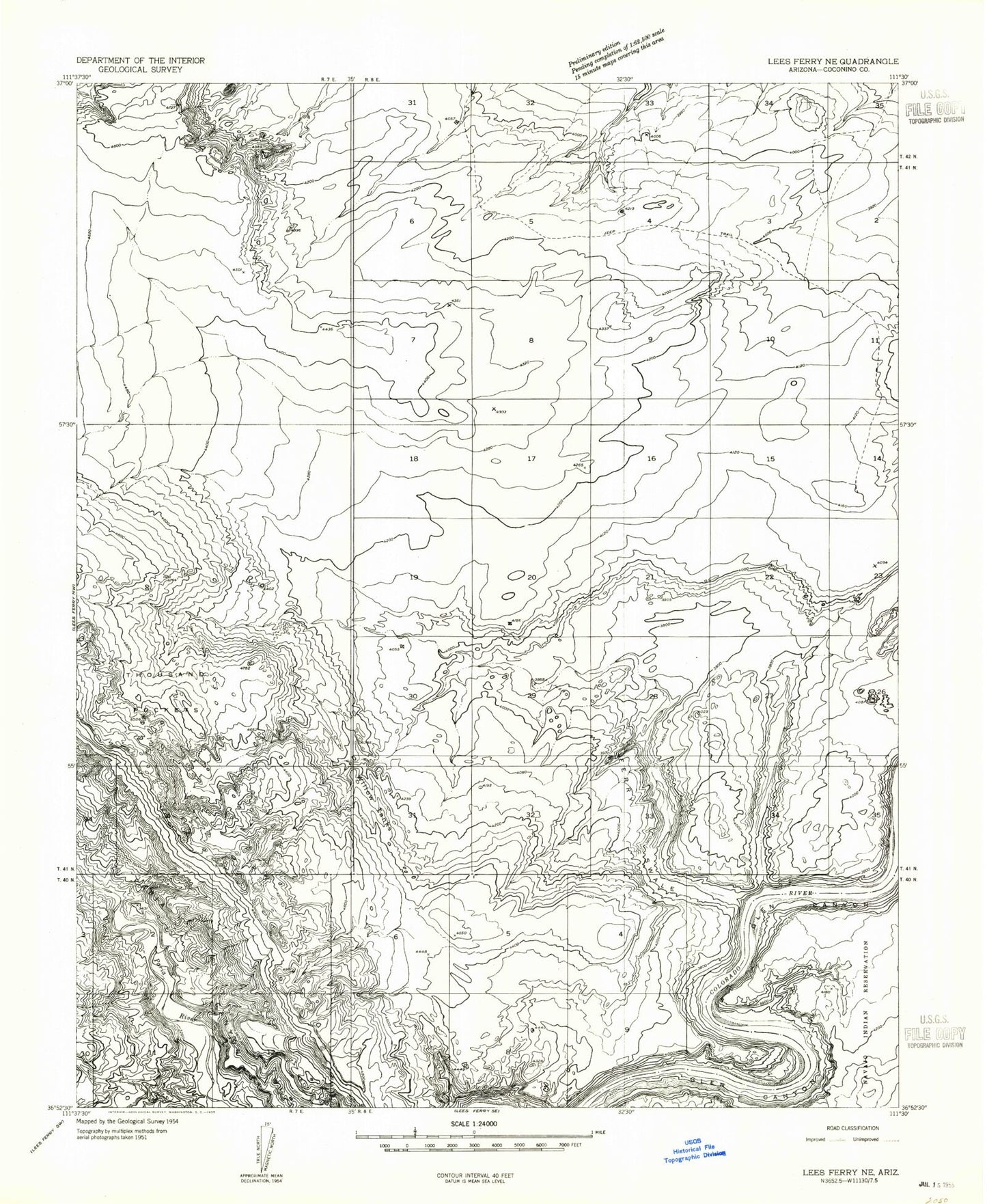 Classic USGS Ferry Swale Arizona 7.5'x7.5' Topo Map Image
