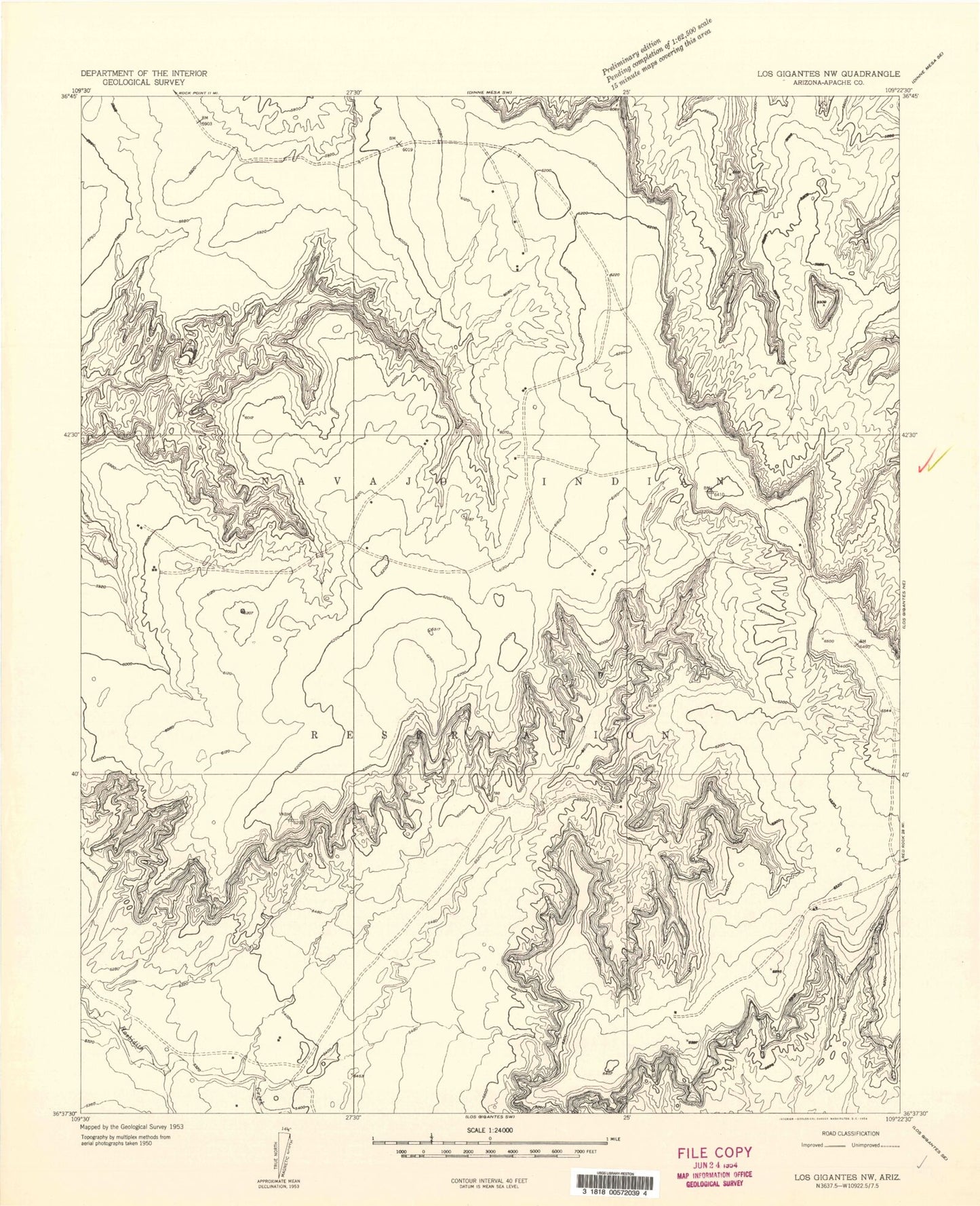 Classic USGS White Area Canyon Arizona 7.5'x7.5' Topo Map Image