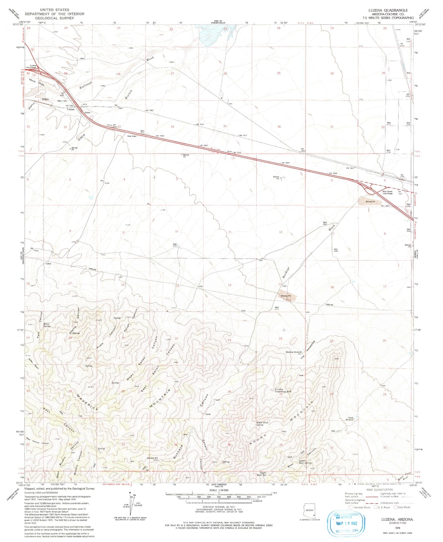 Classic USGS Luzena Arizona 7.5'x7.5' Topo Map Image