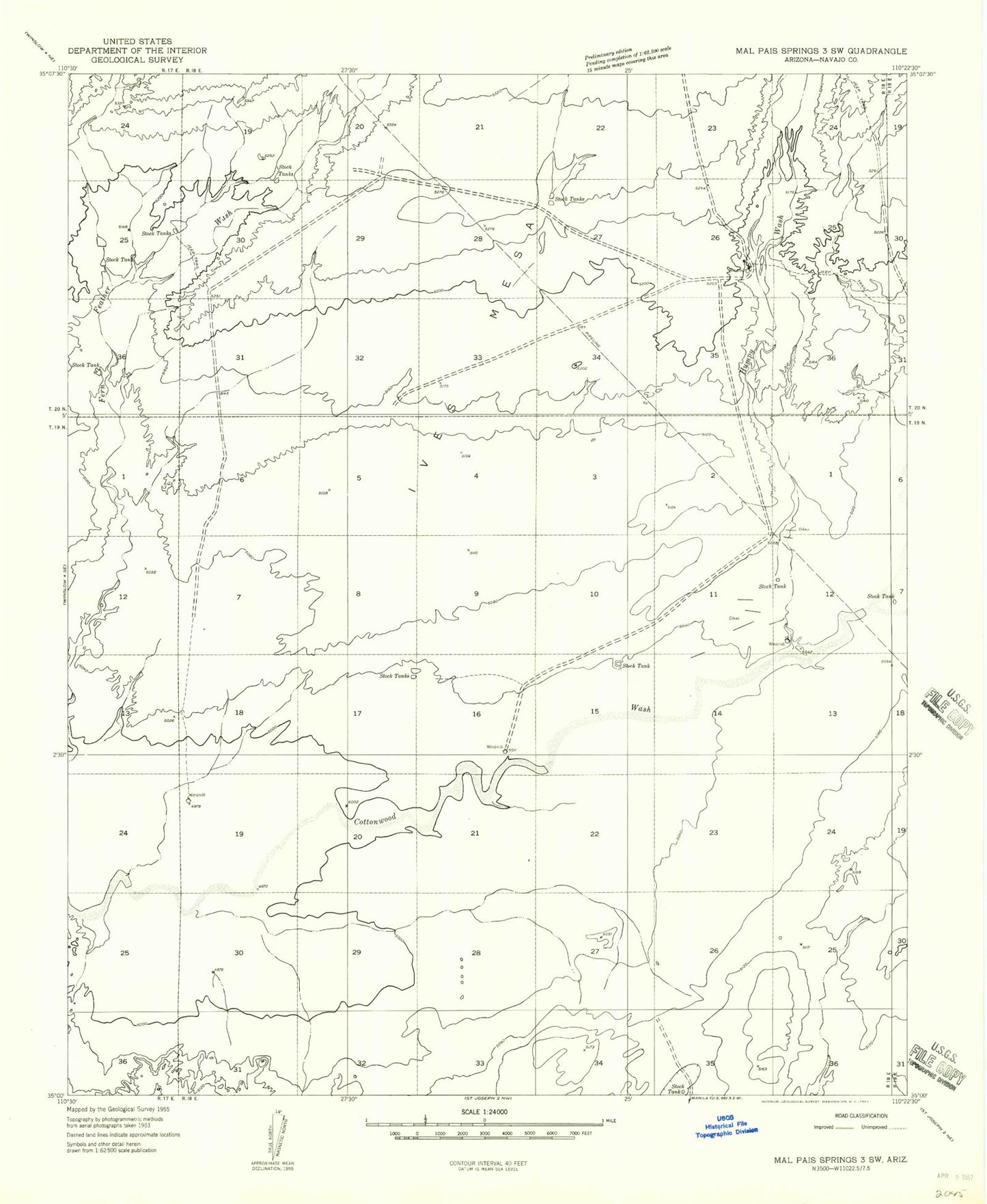 Classic USGS Humpy Camp Well Arizona 7.5'x7.5' Topo Map Image