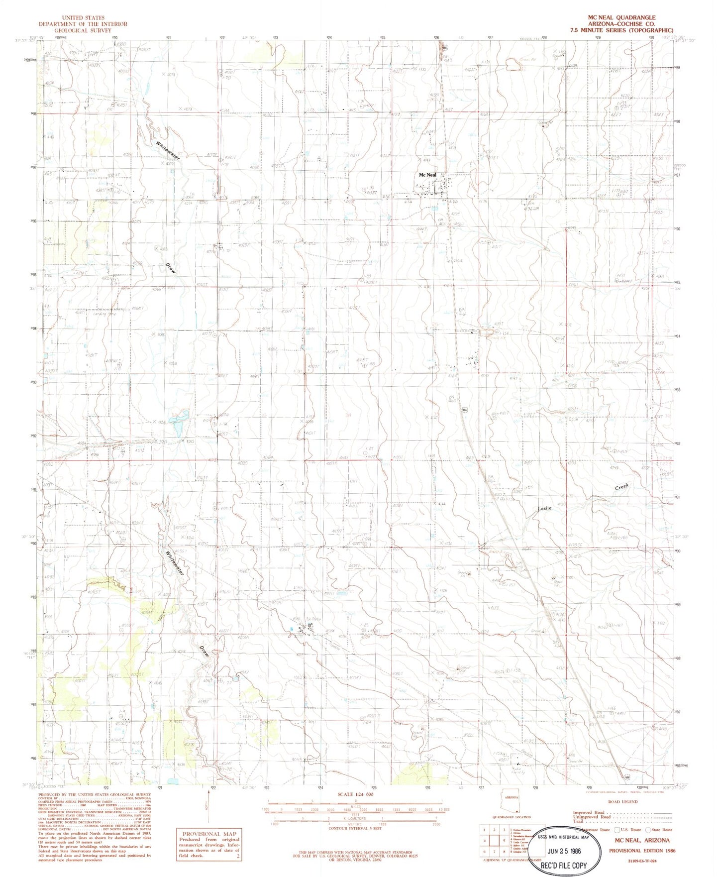 Classic USGS McNeal Arizona 7.5'x7.5' Topo Map Image
