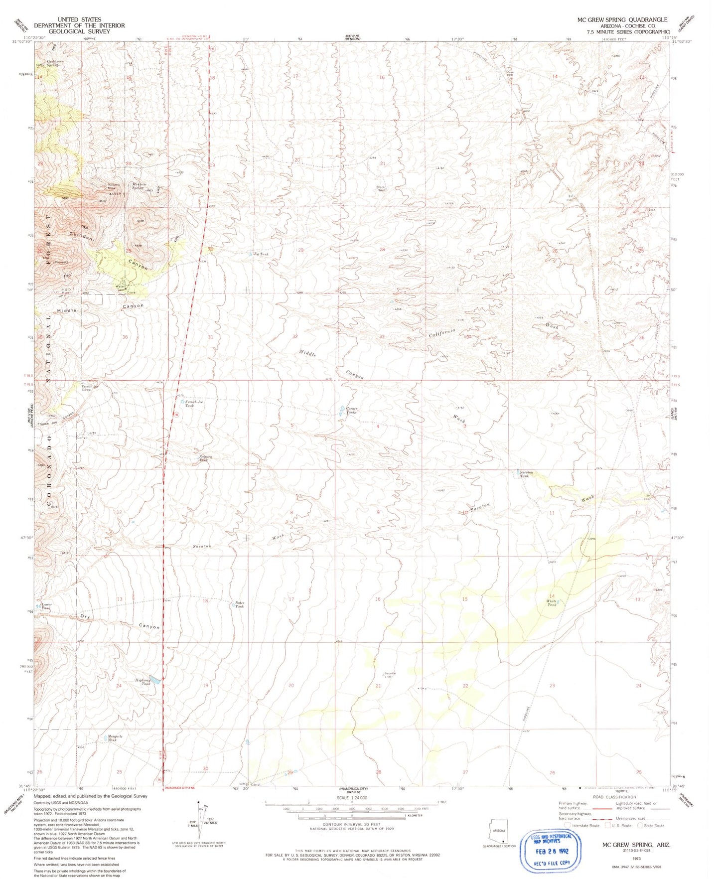 Classic USGS McGrew Spring Arizona 7.5'x7.5' Topo Map Image