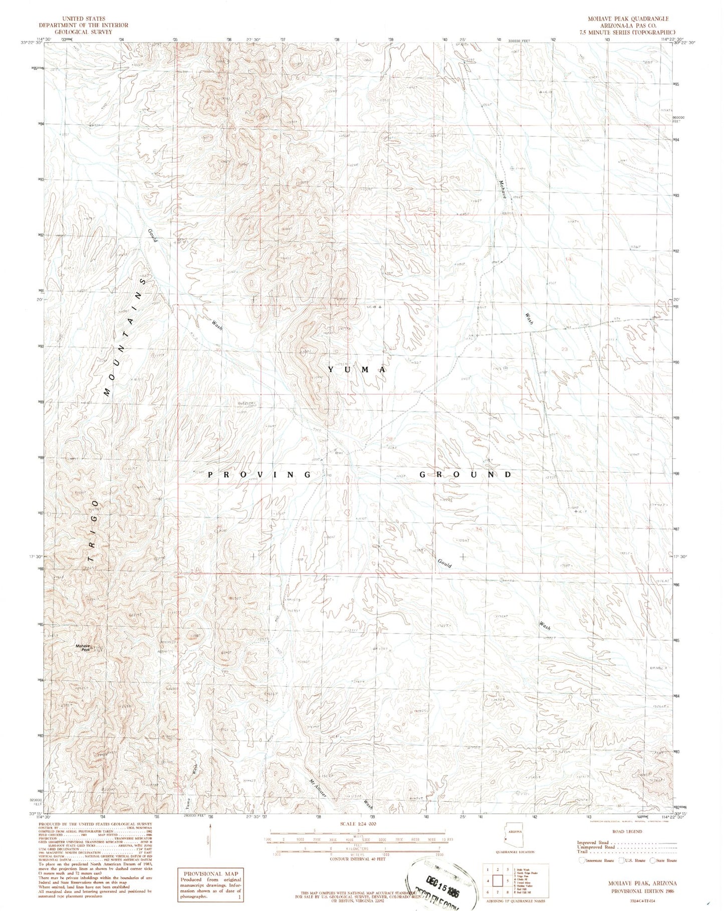 Classic USGS Mohave Mine Arizona 7.5'x7.5' Topo Map Image
