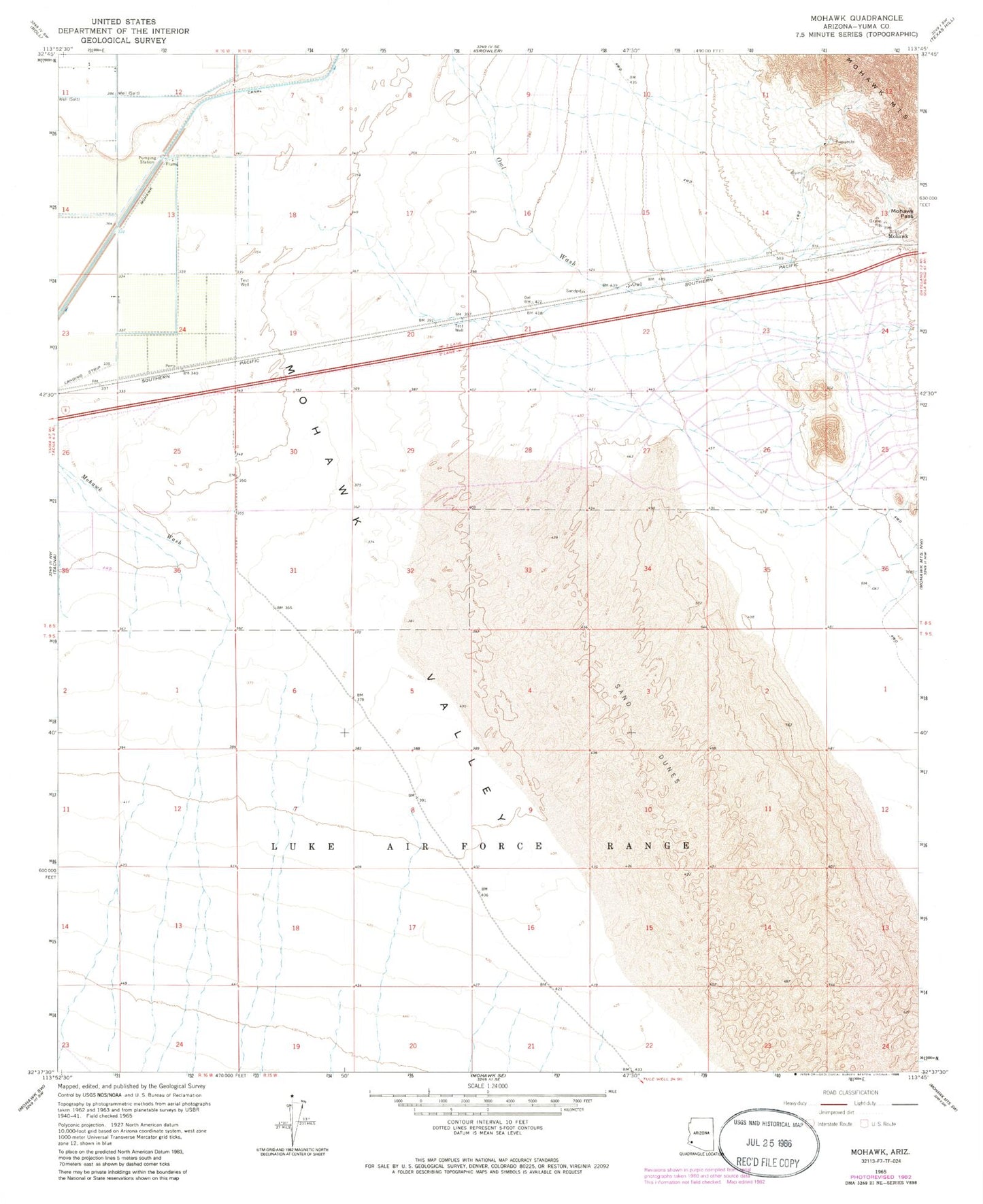Classic USGS Mohawk Arizona 7.5'x7.5' Topo Map Image