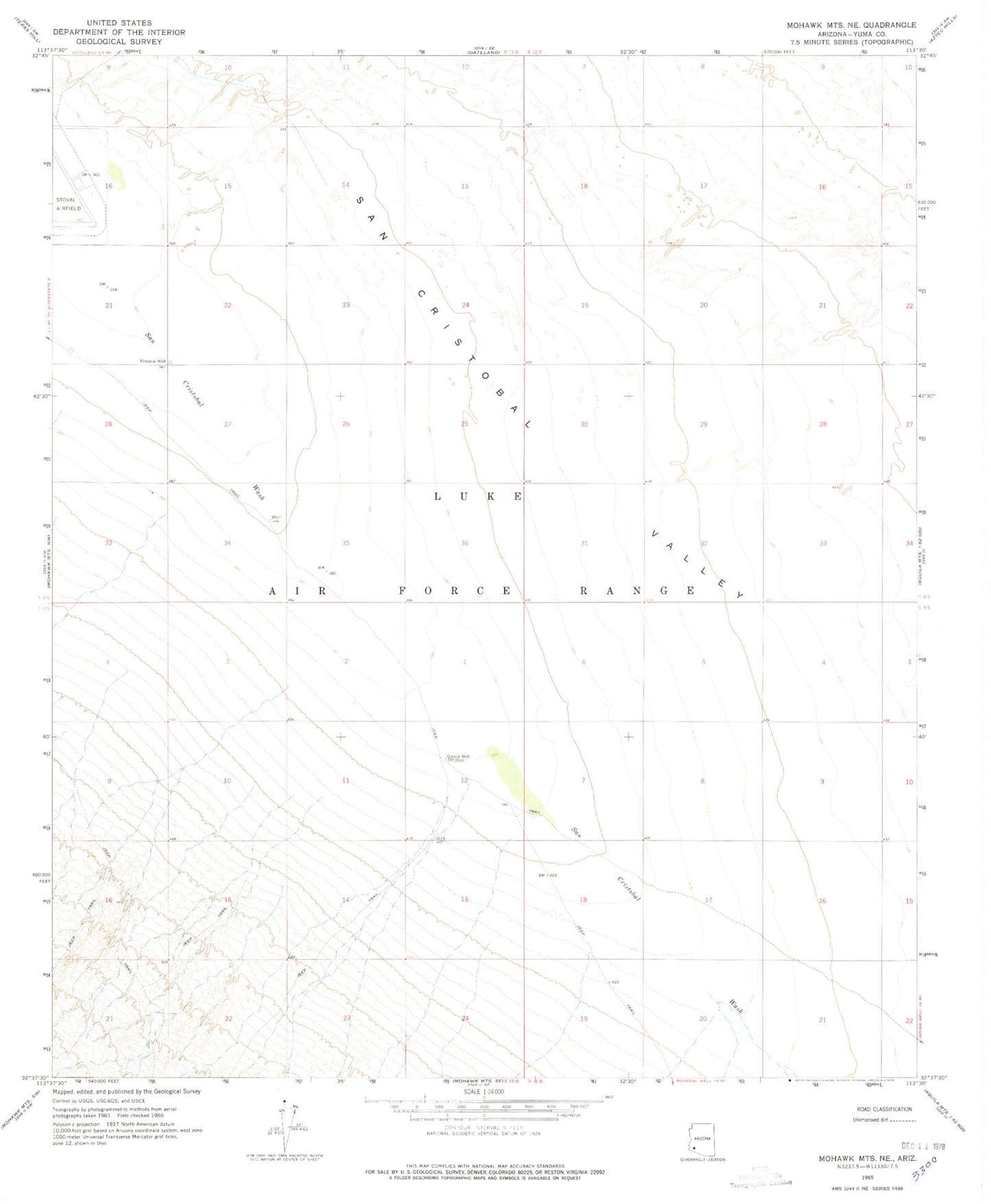 Classic USGS Mohawk Mountains NE Arizona 7.5'x7.5' Topo Map Image