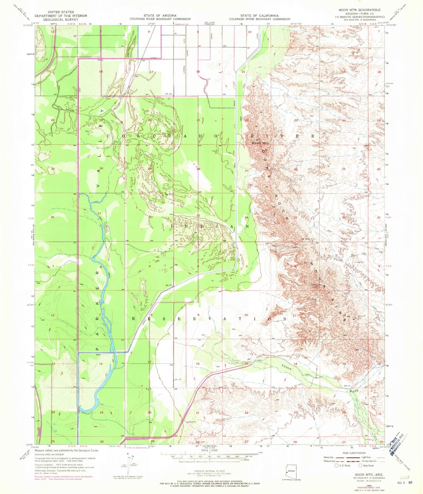 Classic USGS Moon Mountain Arizona 7.5'x7.5' Topo Map Image