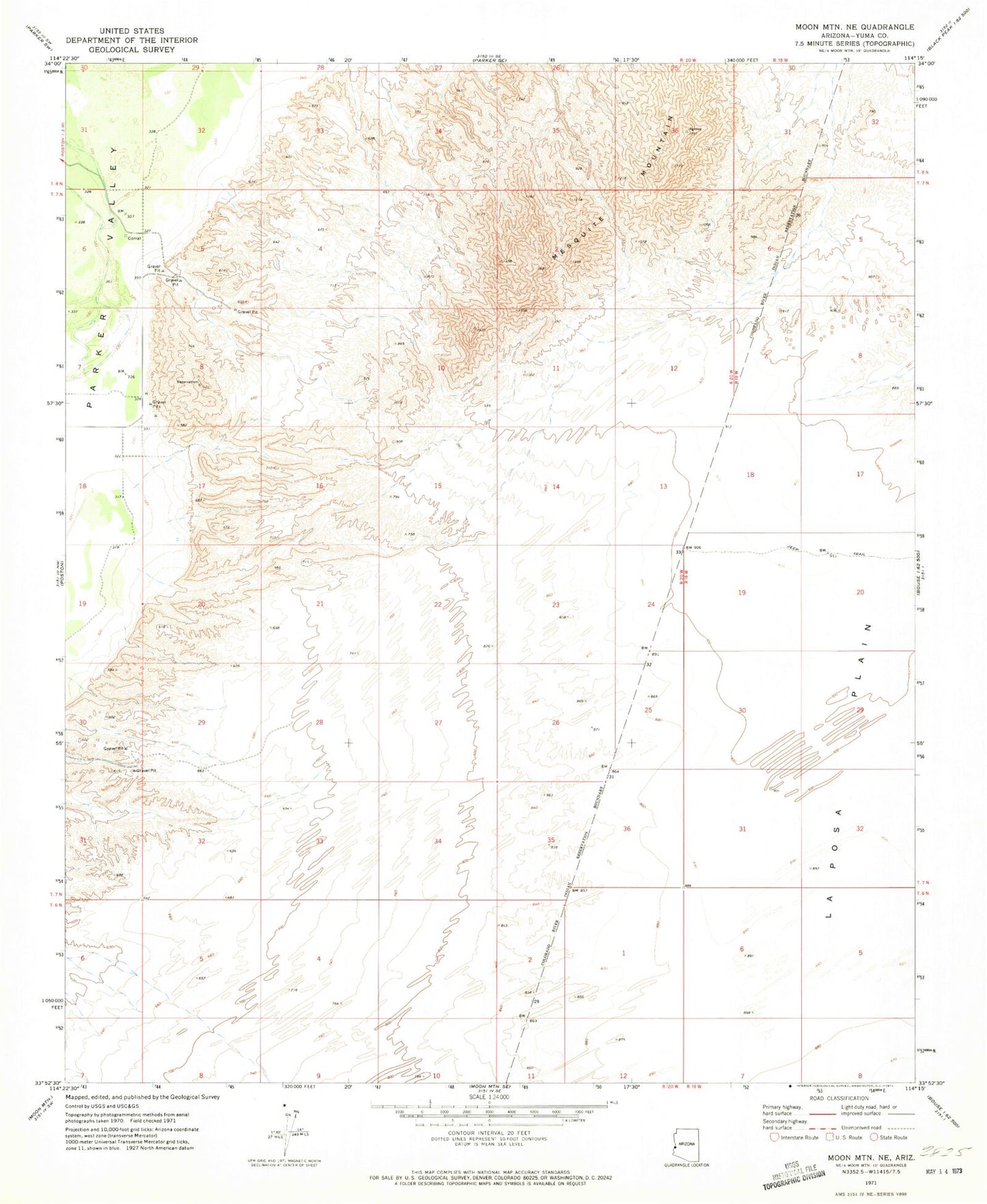 Classic USGS Moon Mountain NE Arizona 7.5'x7.5' Topo Map Image