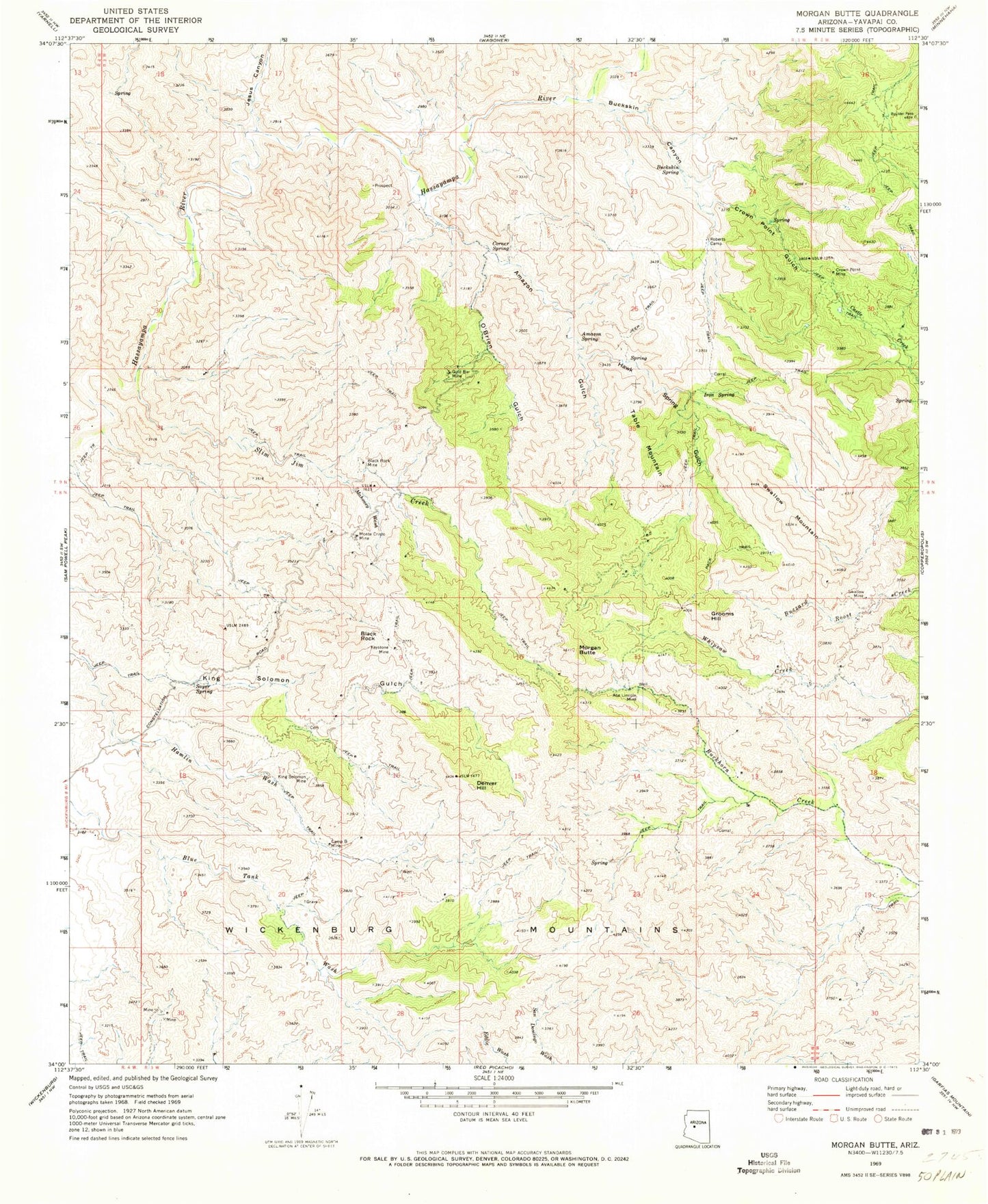 Classic USGS Morgan Butte Arizona 7.5'x7.5' Topo Map Image
