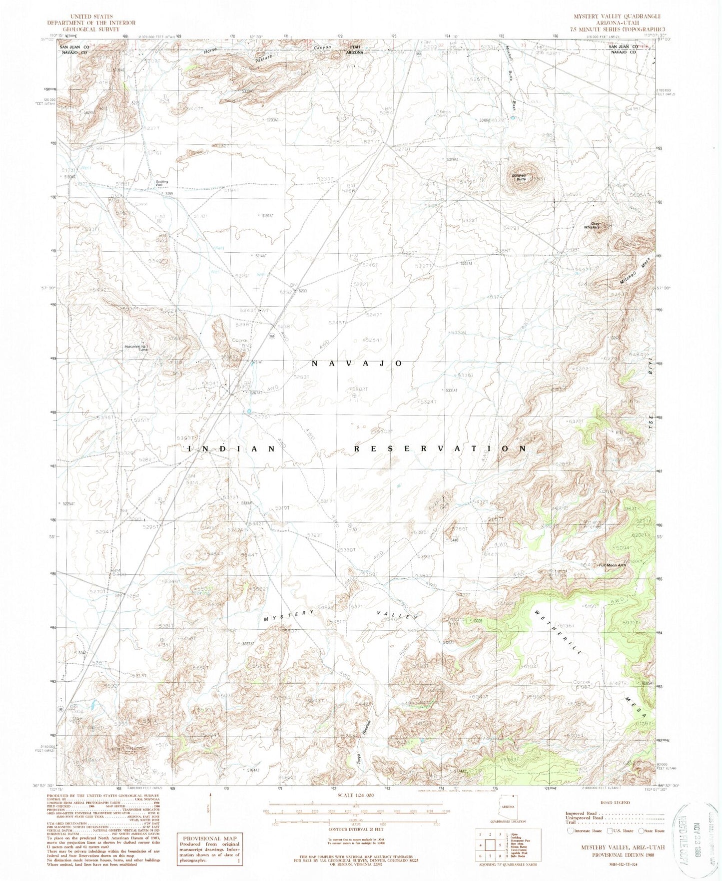 Classic USGS Mystery Valley Arizona 7.5'x7.5' Topo Map Image