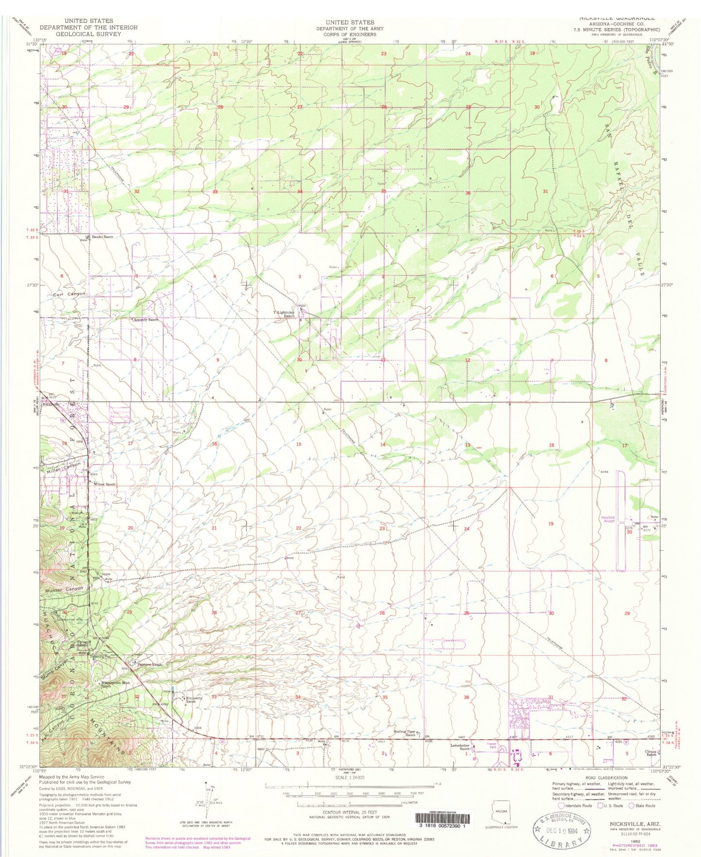 Classic USGS Nicksville Arizona 7.5'x7.5' Topo Map Image