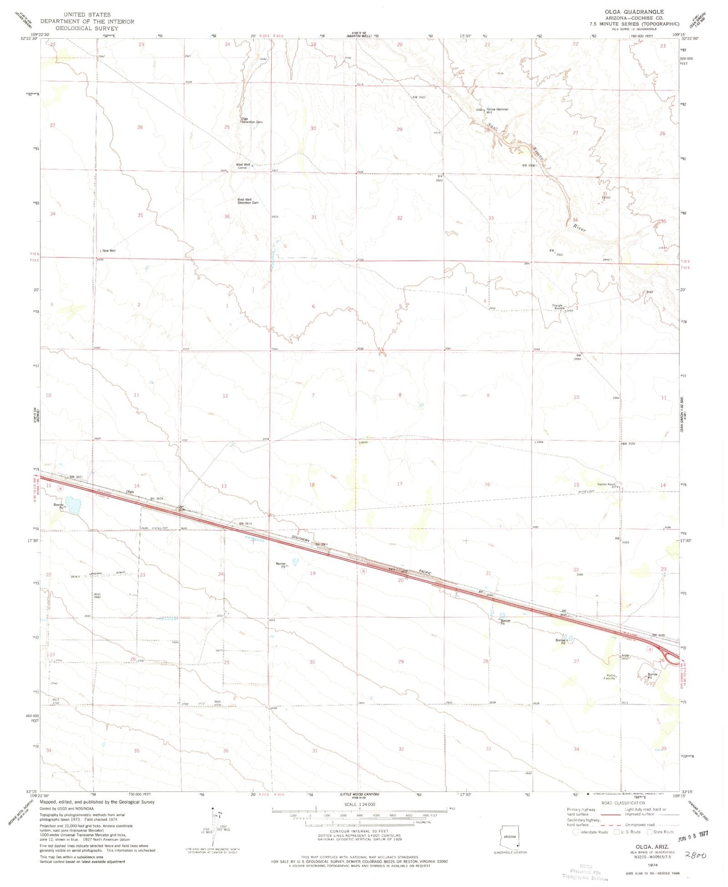 Classic USGS Olga Arizona 7.5'x7.5' Topo Map Image