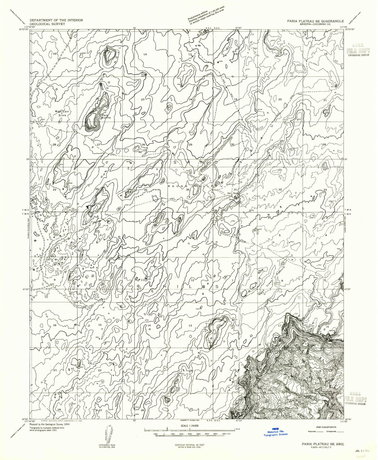 Classic USGS The Big Knoll Arizona 7.5'x7.5' Topo Map Image