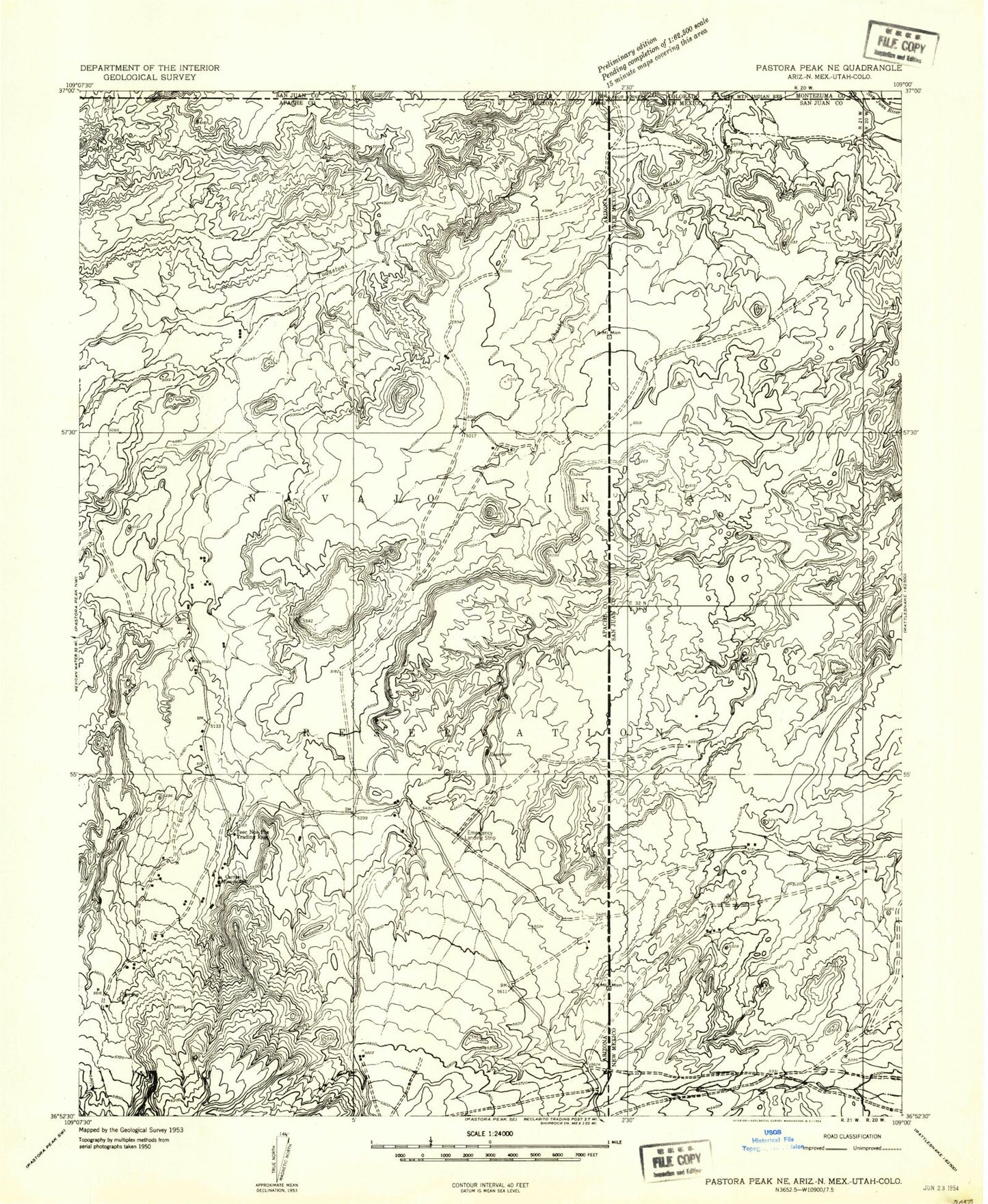 Classic USGS Teec Nos Pos Arizona 7.5'x7.5' Topo Map Image