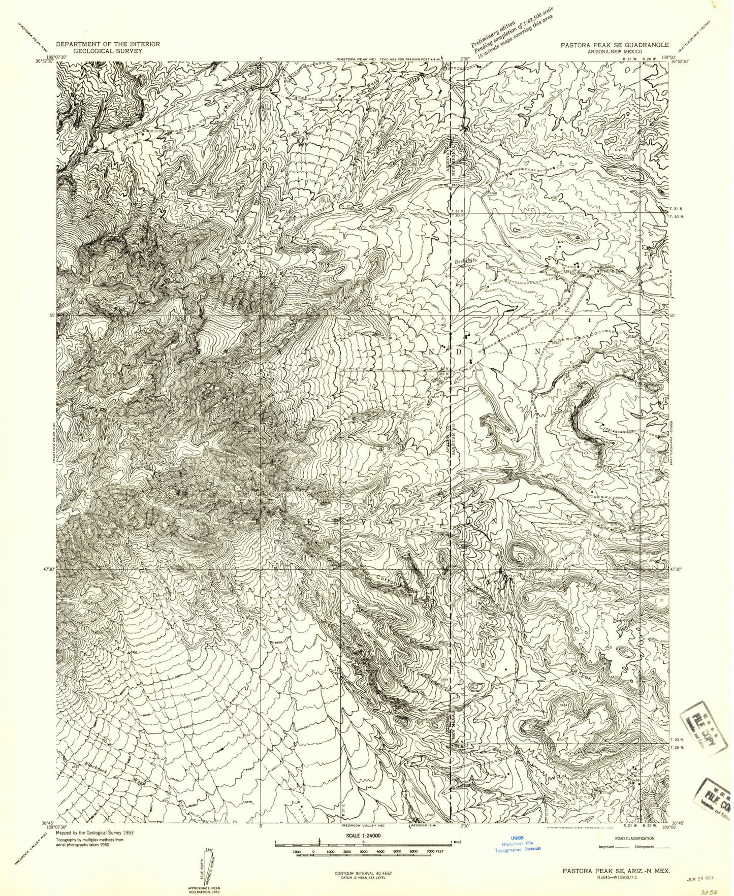 Classic USGS Beclabito New Mexico 7.5'x7.5' Topo Map Image