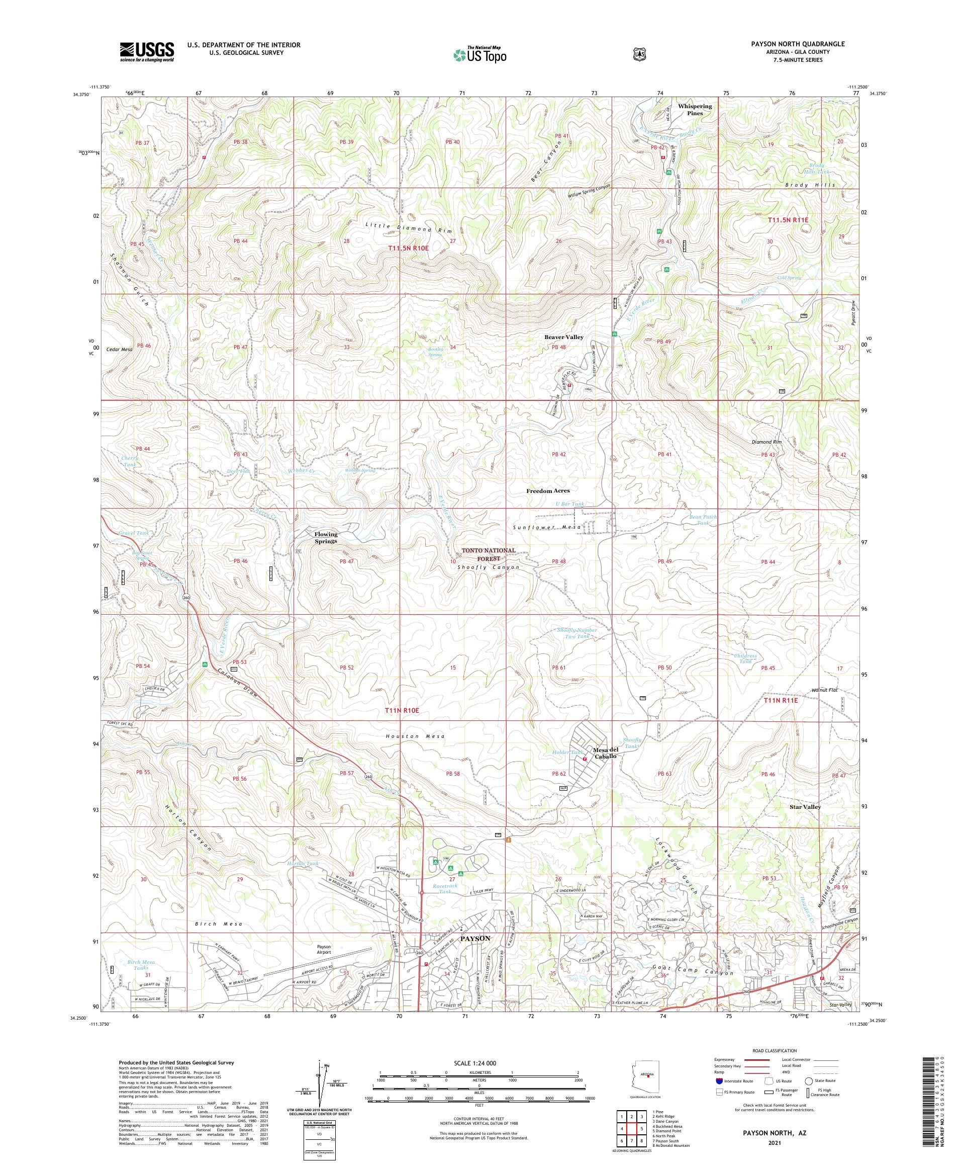 Payson North Arizona Us Topo Map Mytopo Map Store 3393