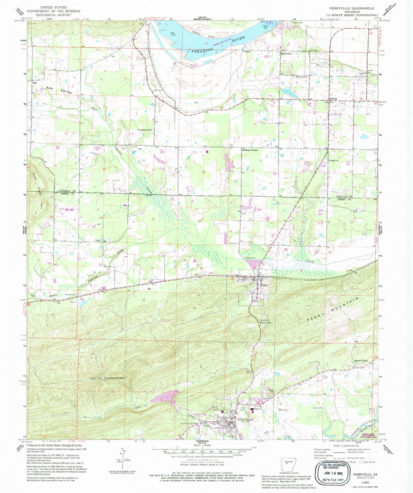 Classic USGS Perryville Arizona 7.5'x7.5' Topo Map Image