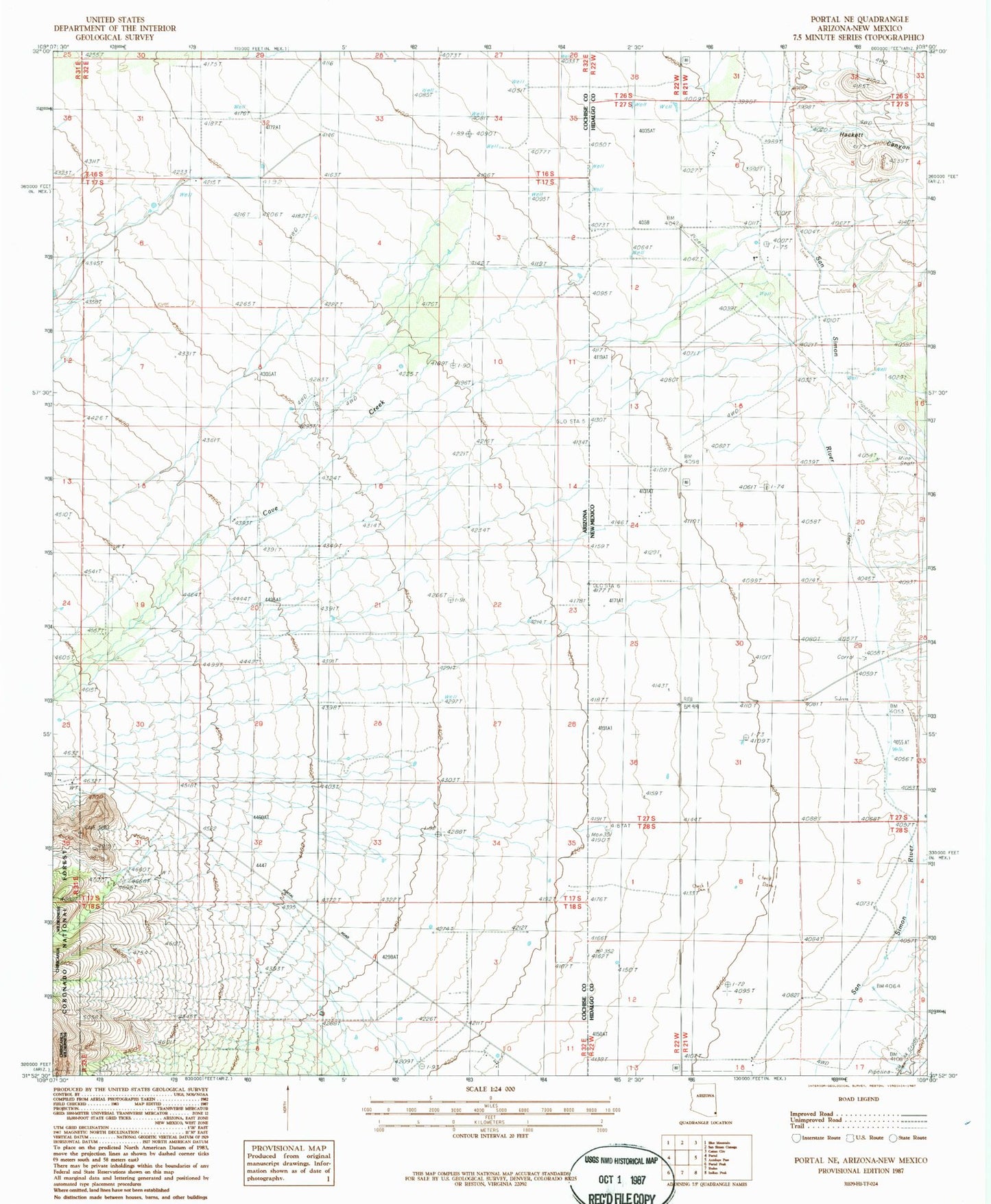Classic USGS Portal NE Arizona 7.5'x7.5' Topo Map Image
