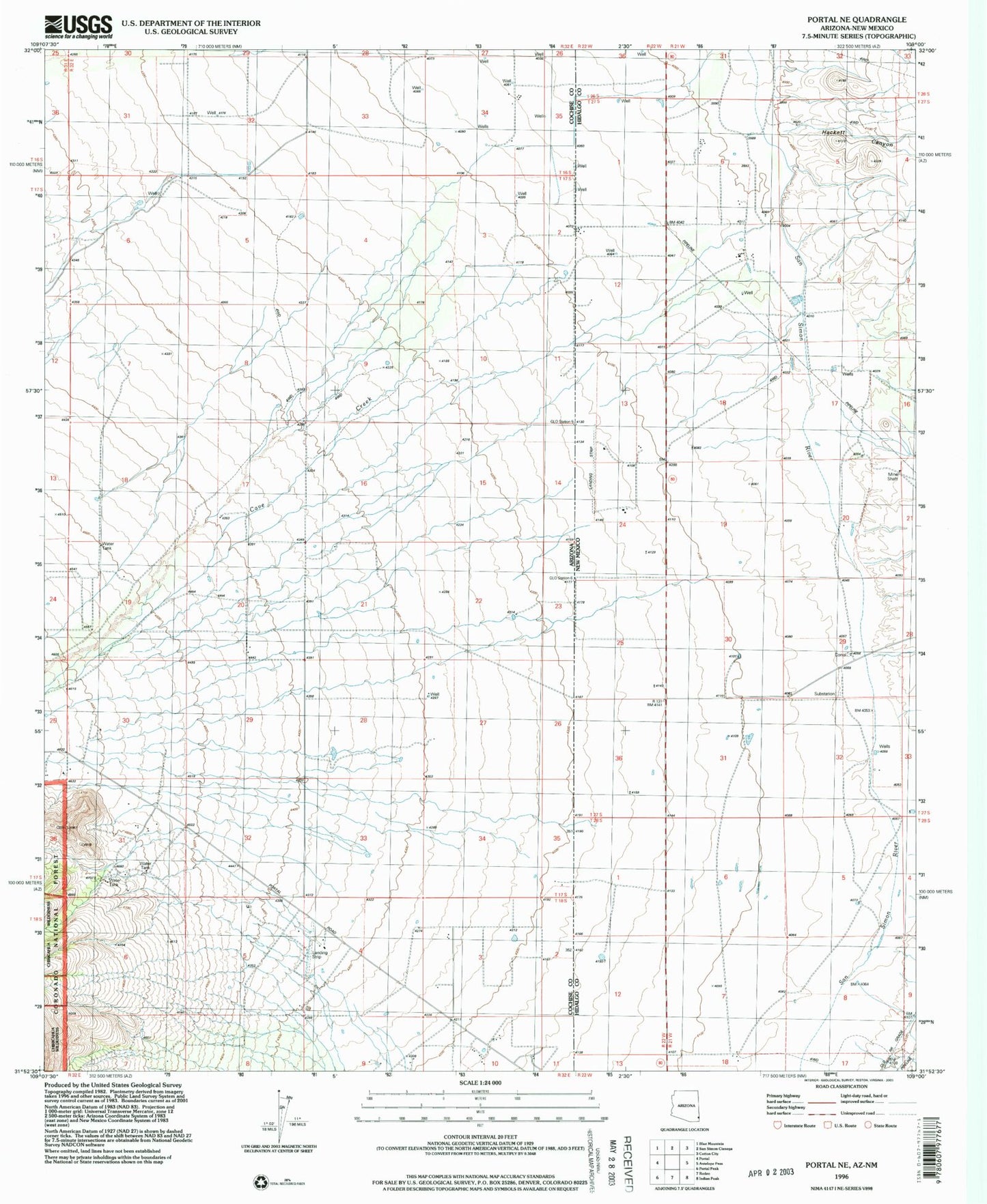 Classic USGS Portal NE Arizona 7.5'x7.5' Topo Map Image